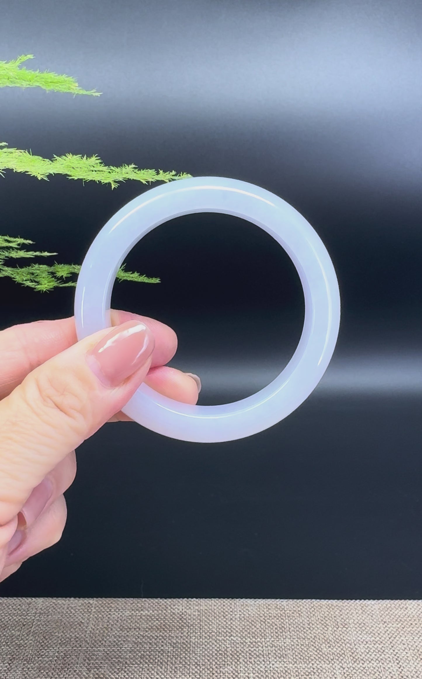 Load and play video in Gallery viewer, Genuine Burmese Icy Lavender Jade Jadeite Bangle Bracelet (52.3mm)
