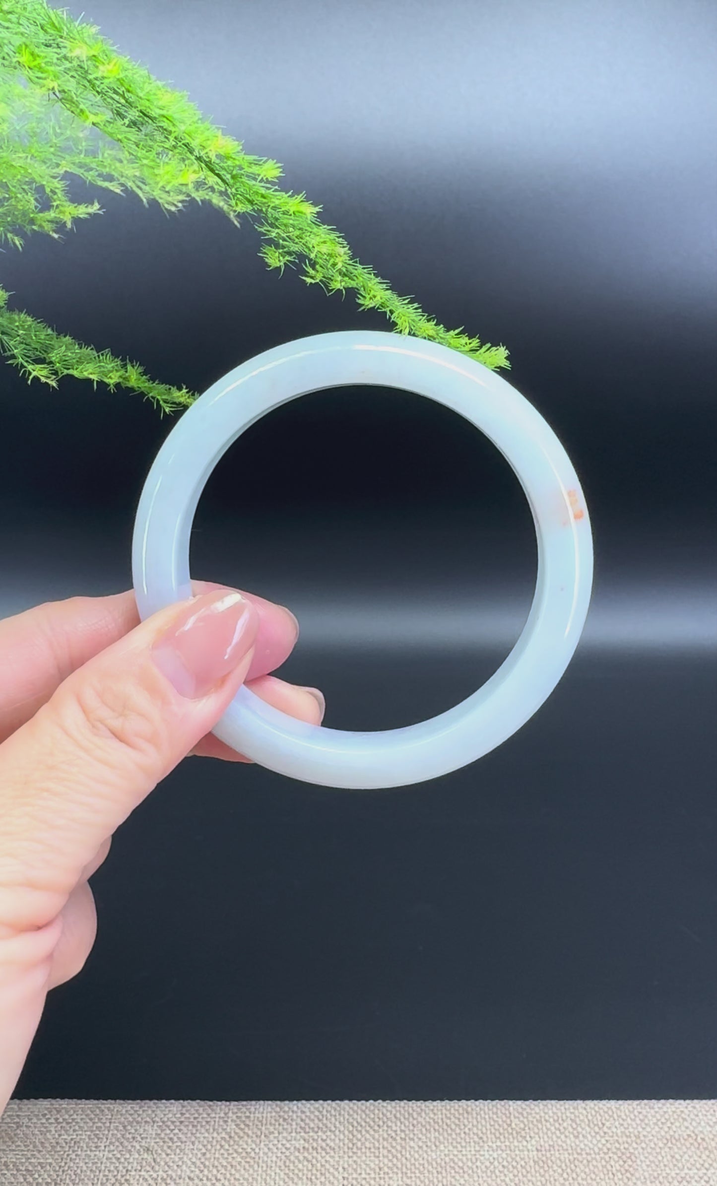 Load and play video in Gallery viewer, Genuine Burmese Lavender Green Jade Jadeite Bangle Bracelet ( 57.3mm )
