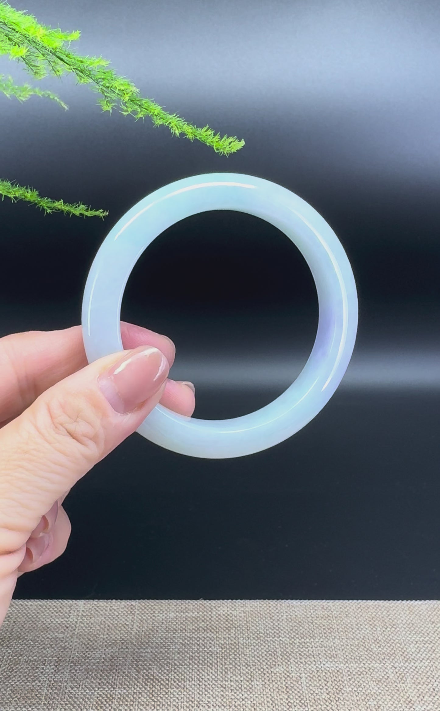 Load and play video in Gallery viewer, Genuine Burmese Lavender Green Jade Jadeite Bangle Bracelet (56.4mm)
