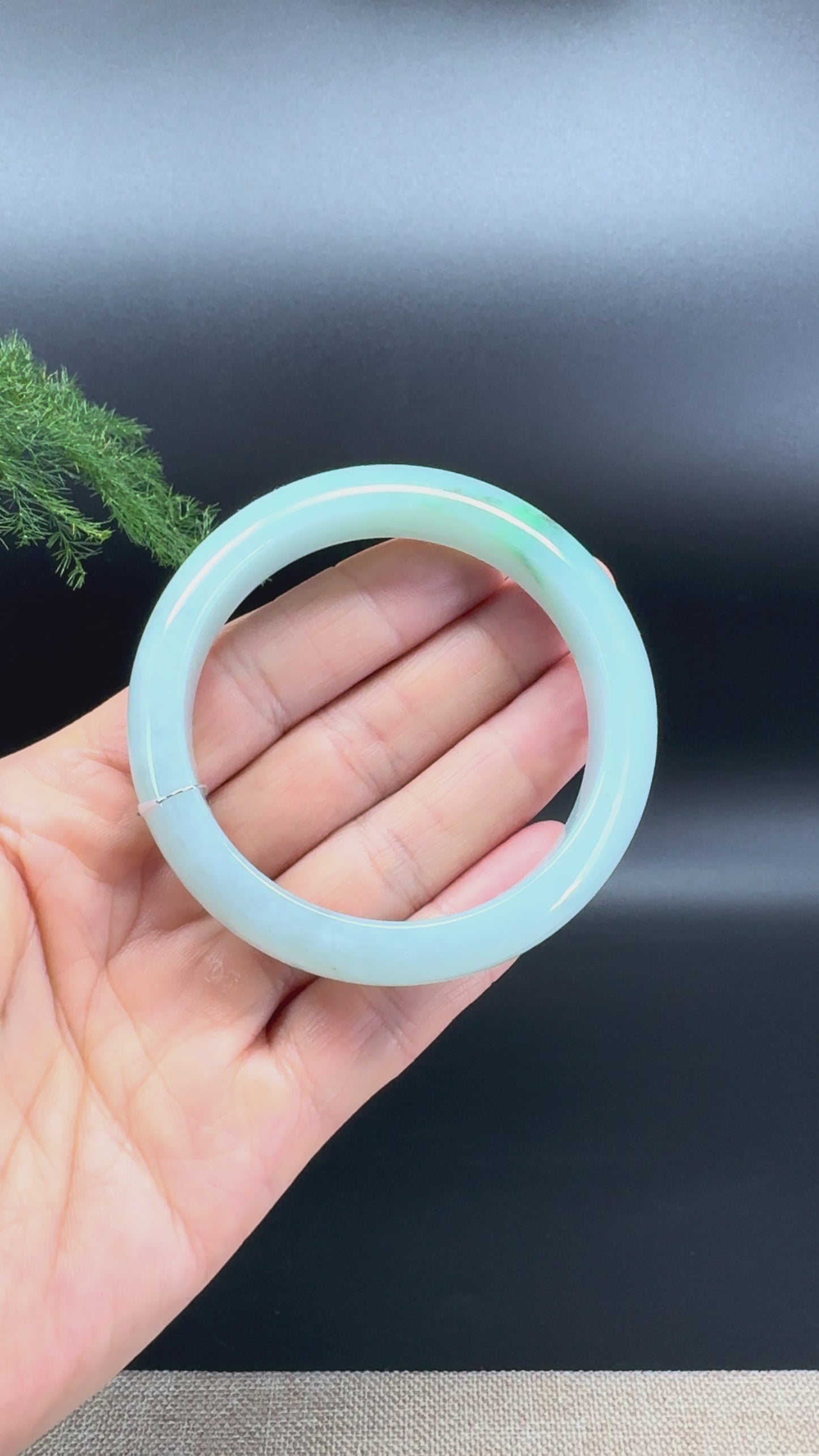 Genuine Burmese Icy Green Jade Jadeite Bangle Bracelet (54.1mm)