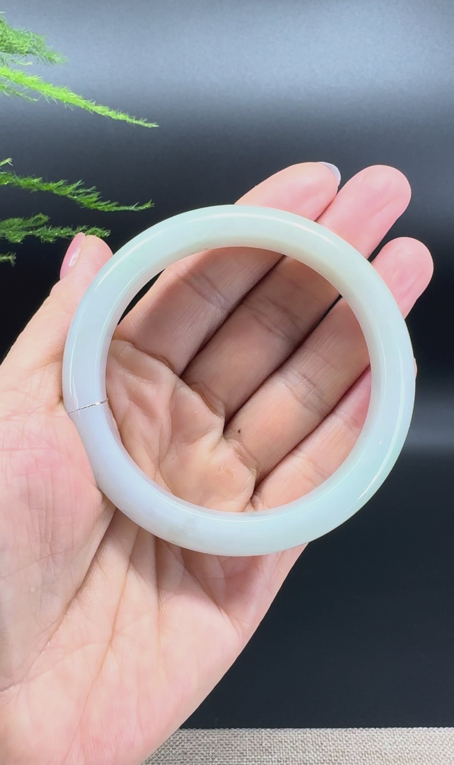 Genuine Burmese Lavender Green Jade Jadeite Bangle Bracelet ( 58.7mm )