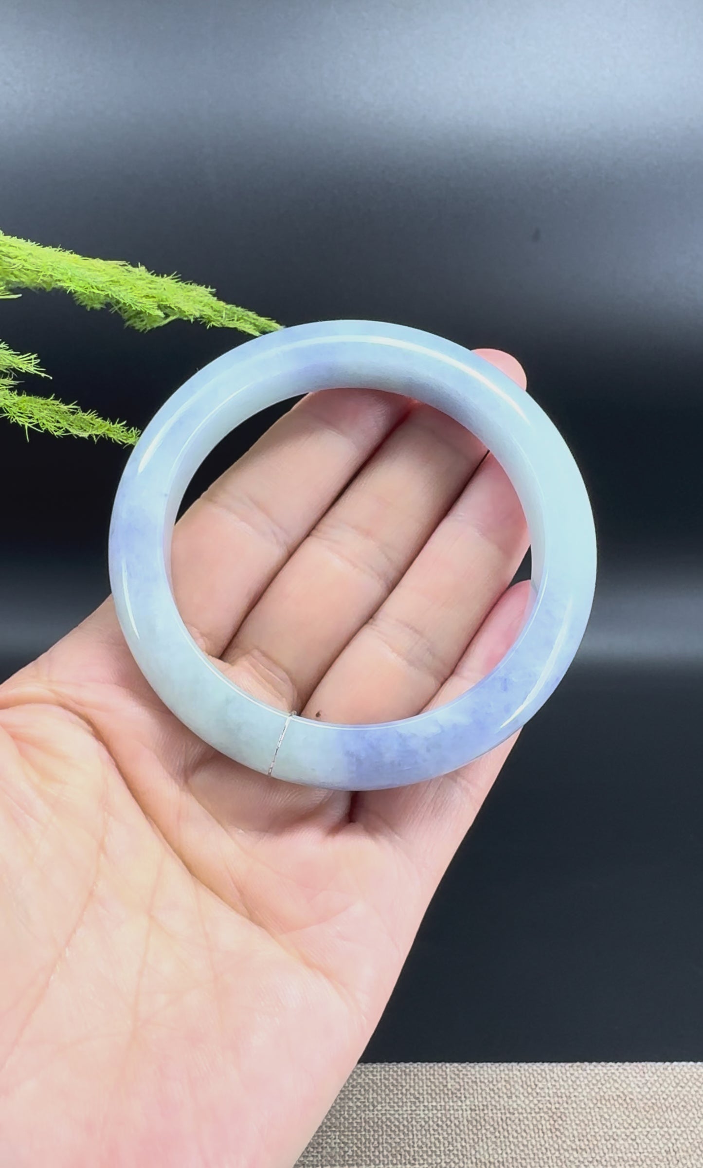 Genuine Burmese Blueberry Jadeite Jade Bangle Bracelet (57.5mm)