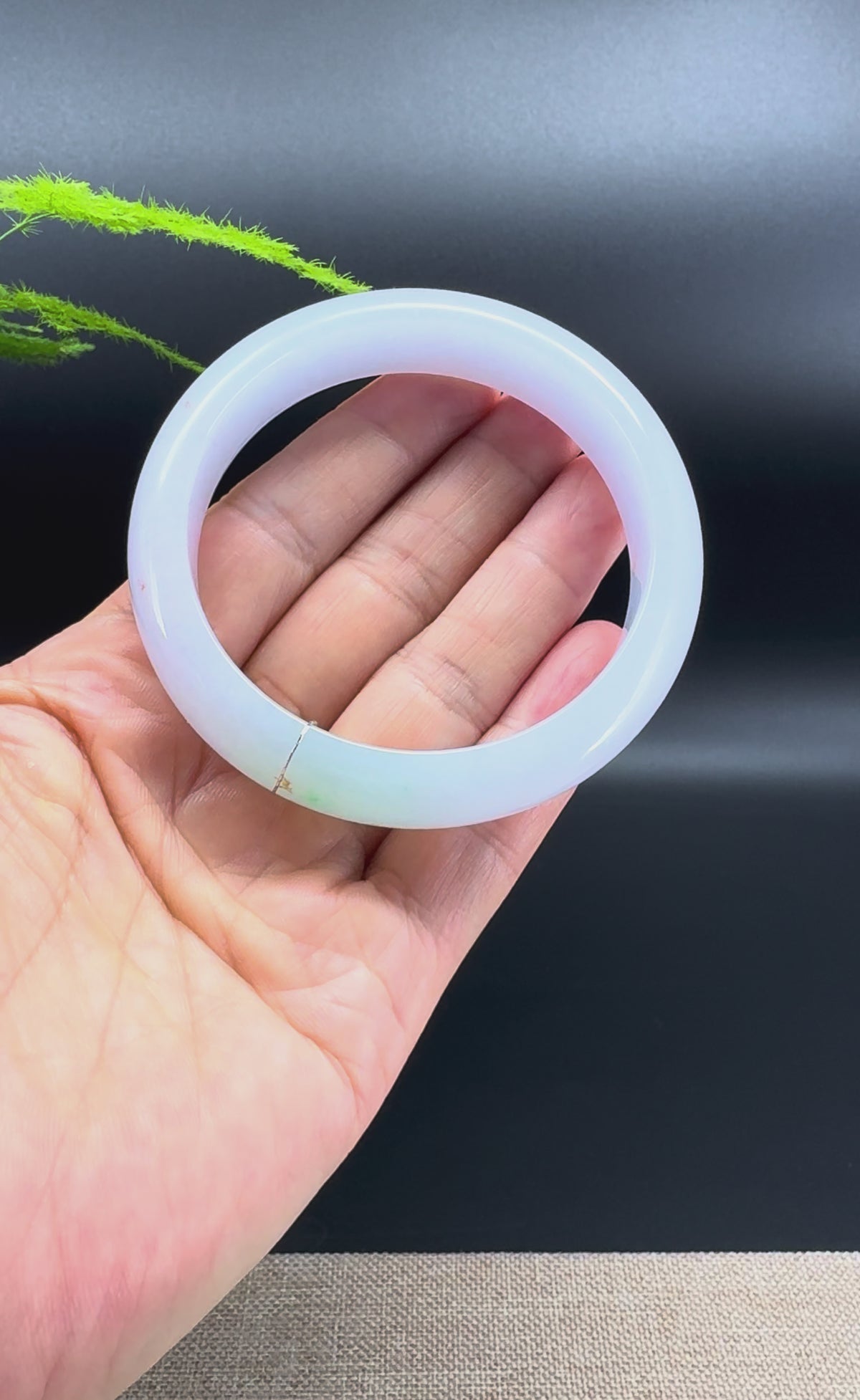 Genuine Burmese Icy Lavender Green Jade Jadeite Bangle Bracelet (58.5mm)