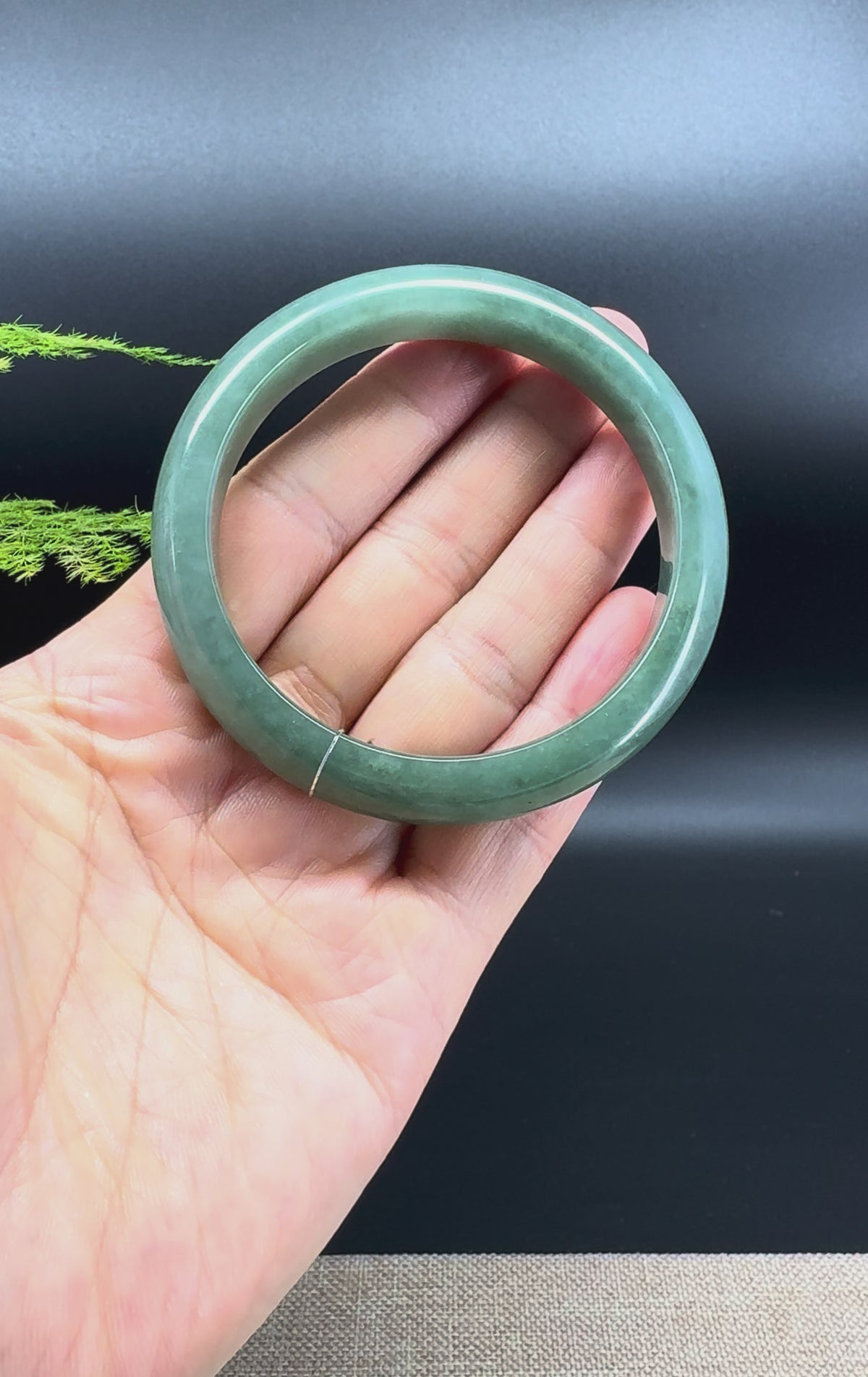 Genuine Burmese Green Jade Jadeite Bangle Bracelet (57.9mm)