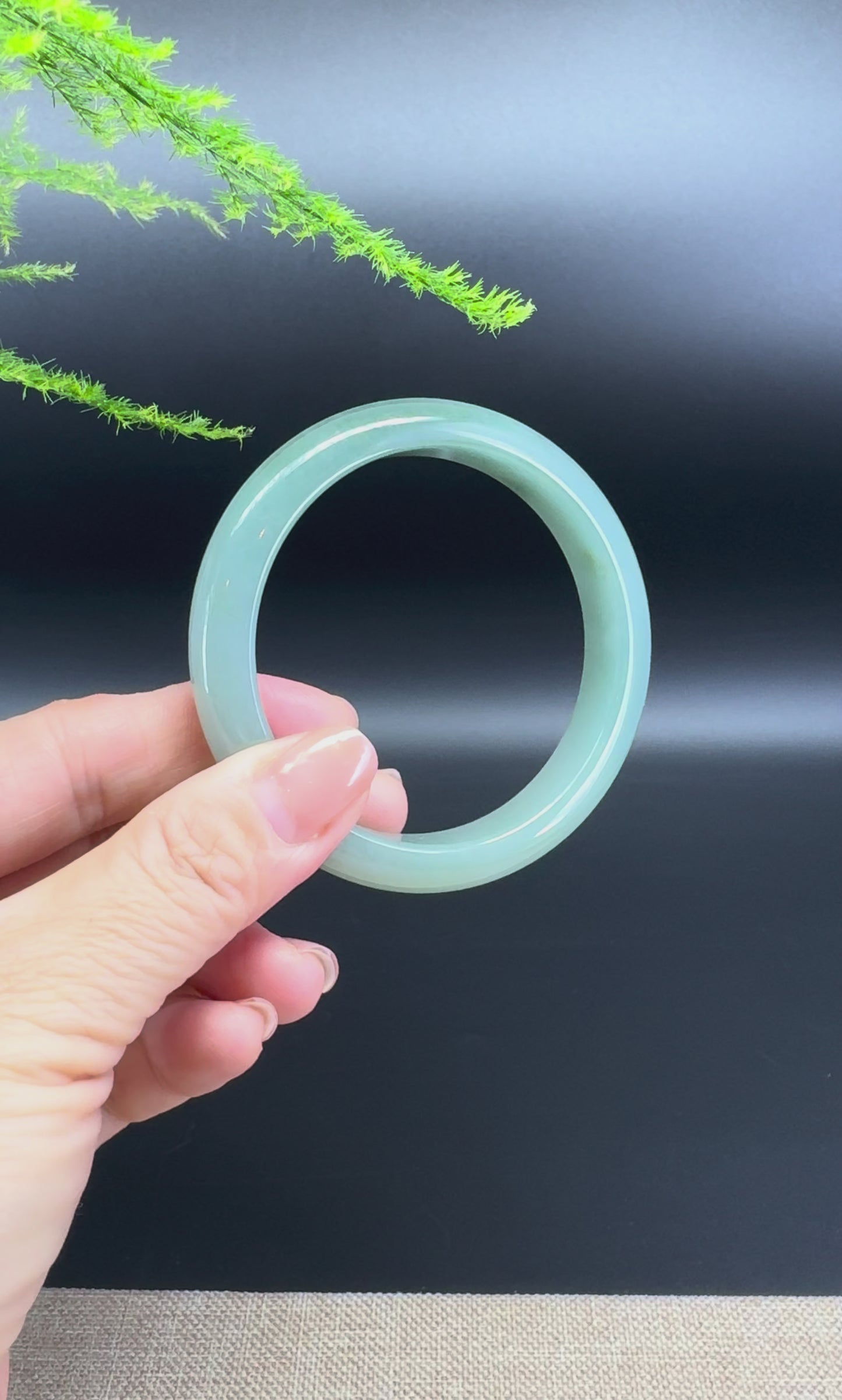 Load and play video in Gallery viewer, Genuine Burmese Icy Matcha Green Jade Jadeite Bangle Bracelet ( 57.4mm )
