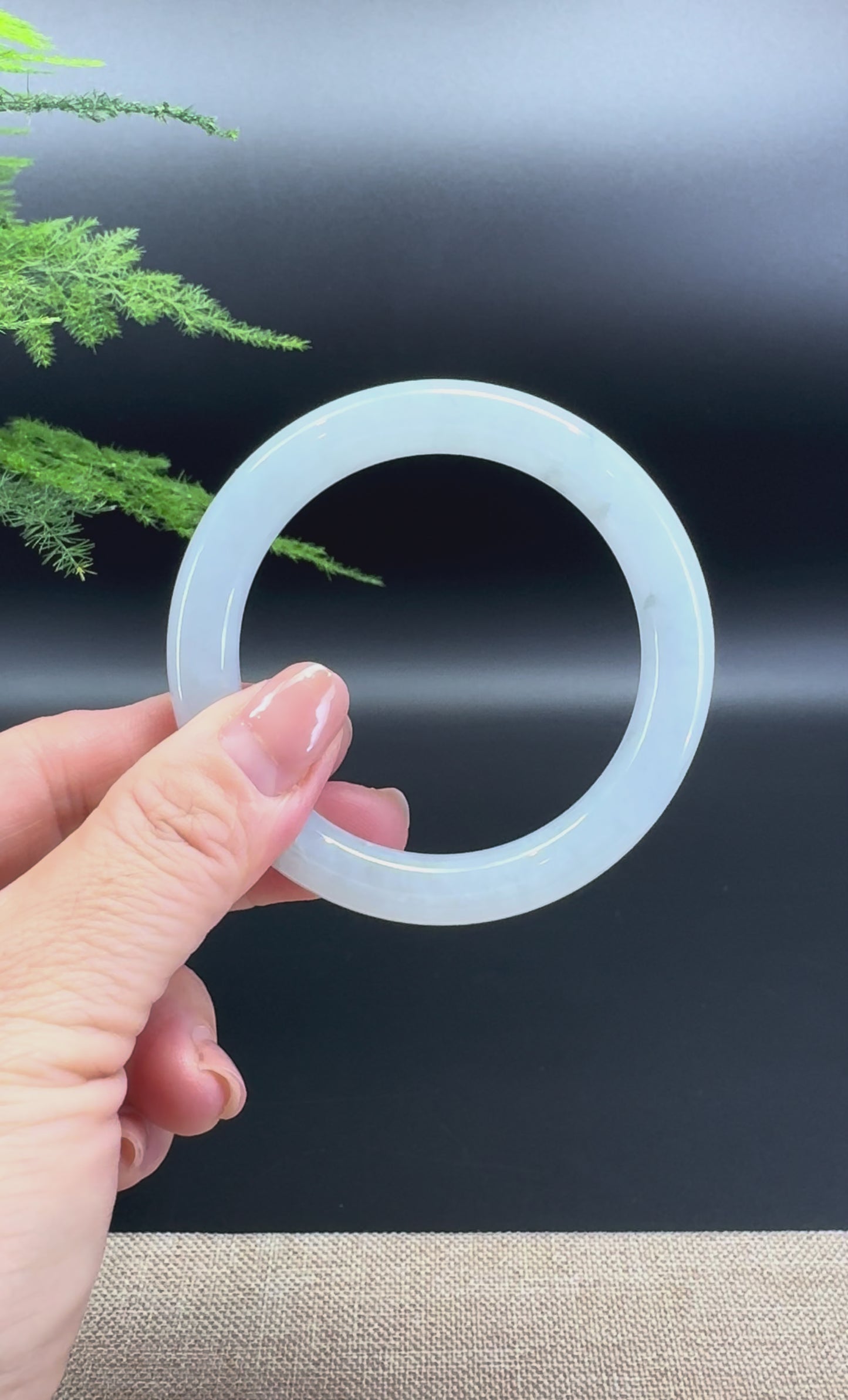 Load and play video in Gallery viewer, Genuine Burmese Icy Green Jade Jadeite Bangle Bracelet (52.7mm)
