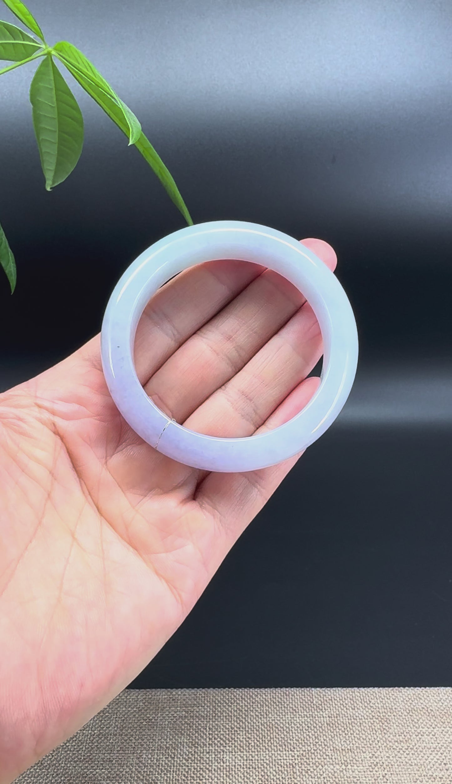 Genuine Burmese Light Lavender Green Jade Jadeite Bangle Bracelet (52.4mm)