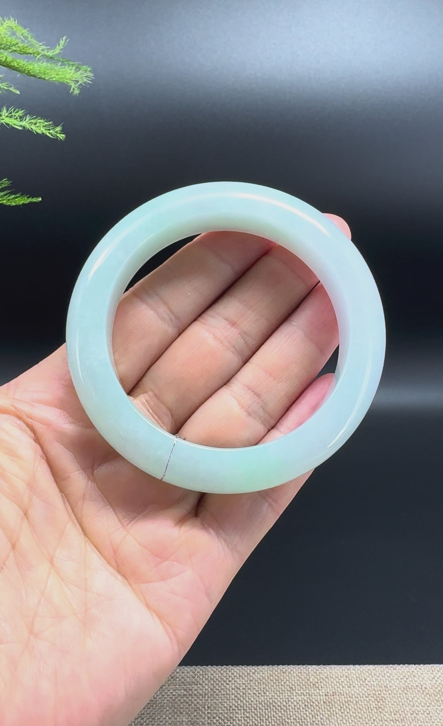 Load and play video in Gallery viewer, Genuine Burmese Icy Green Jade Jadeite Bangle Bracelet (55.8mm)
