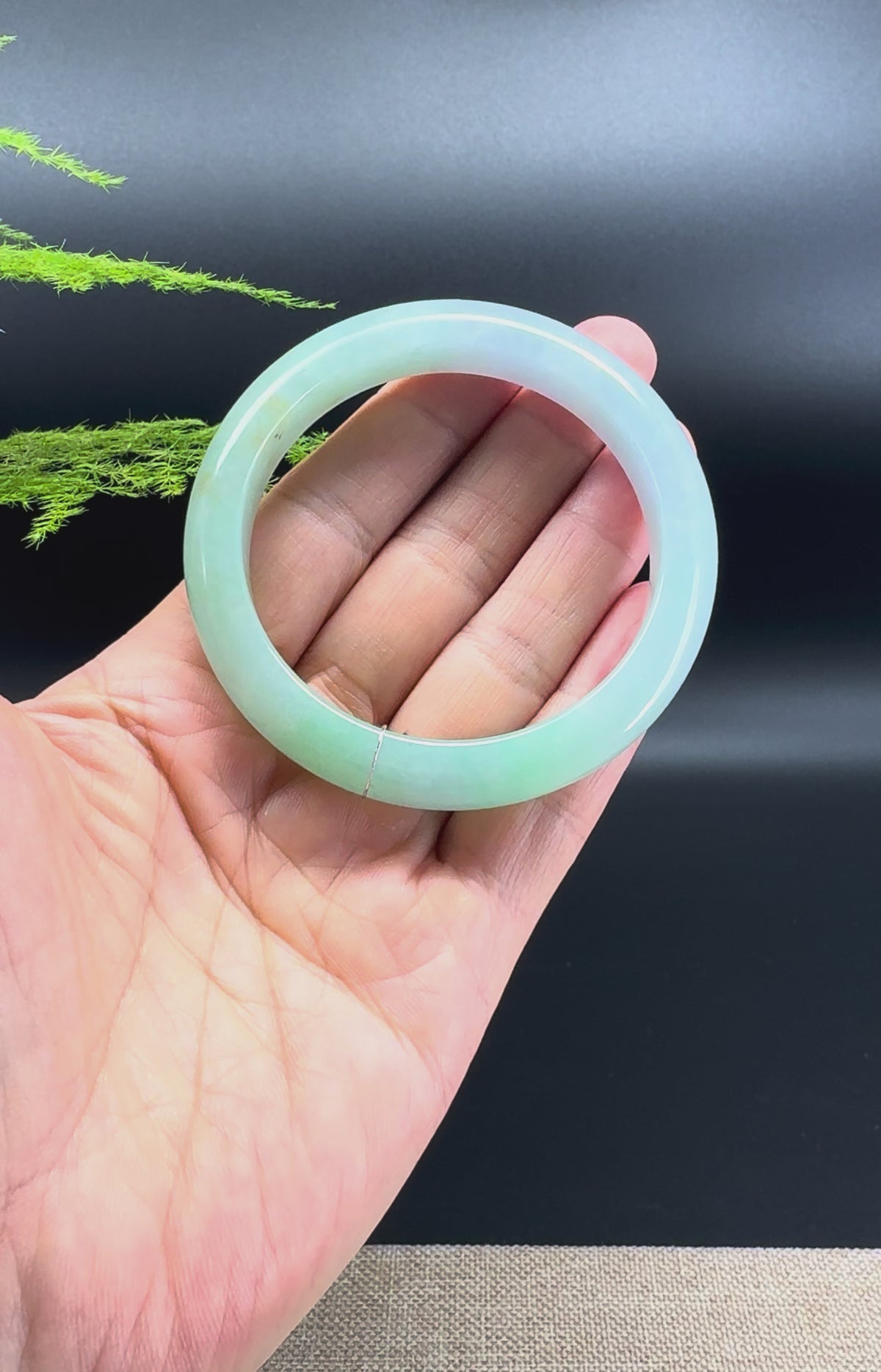 Genuine Burmese Lavender Green Jadeite Jade Bangle Bracelet (54.5mm)