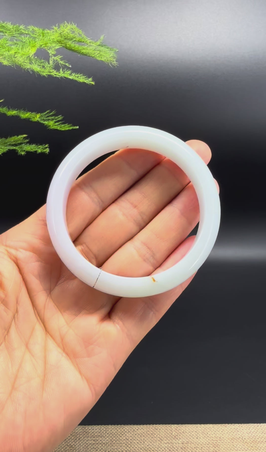 Load and play video in Gallery viewer, Genuine Burmese Icy Green Jade Jadeite Bangle Bracelet ( 54.2mm )
