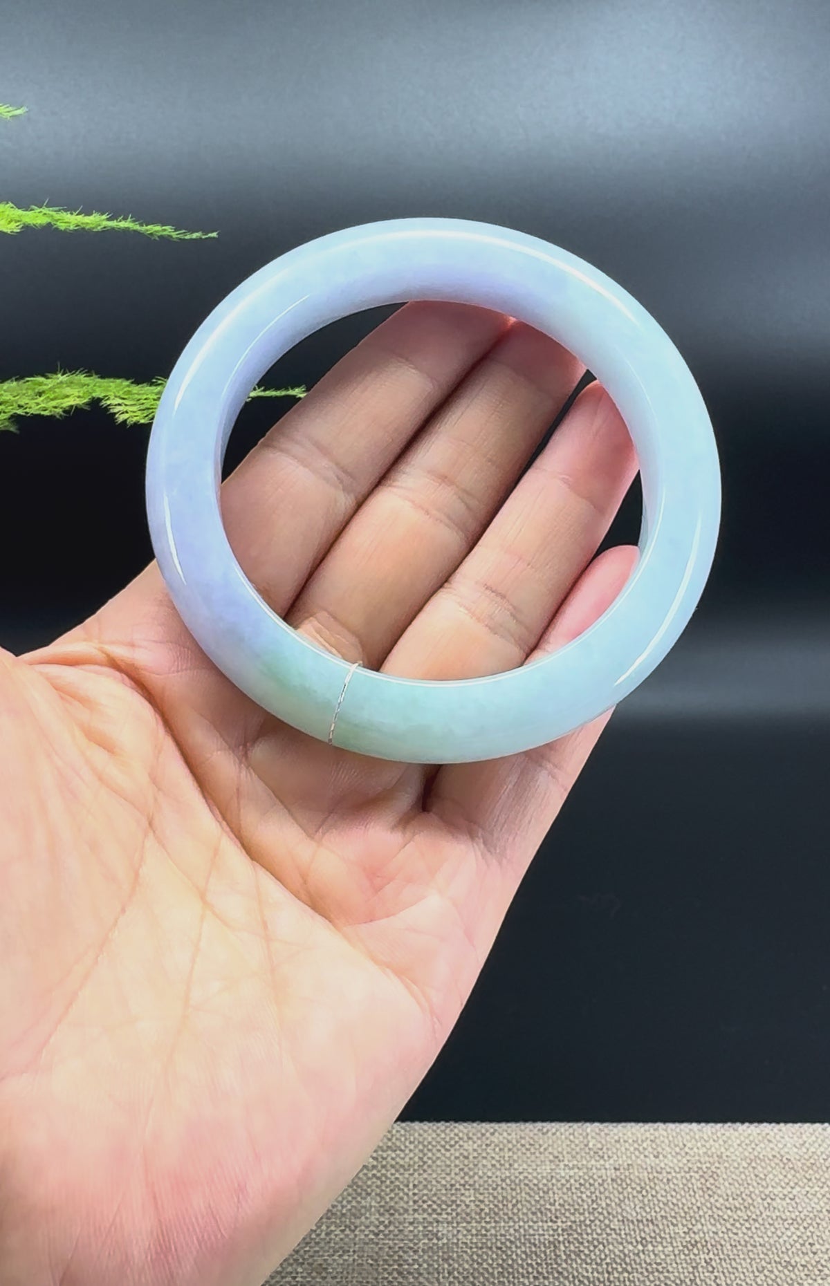 High end Genuine Burmese Lavender Green  Jade Jadeite Bangle Bracelet ( 60.1mm )