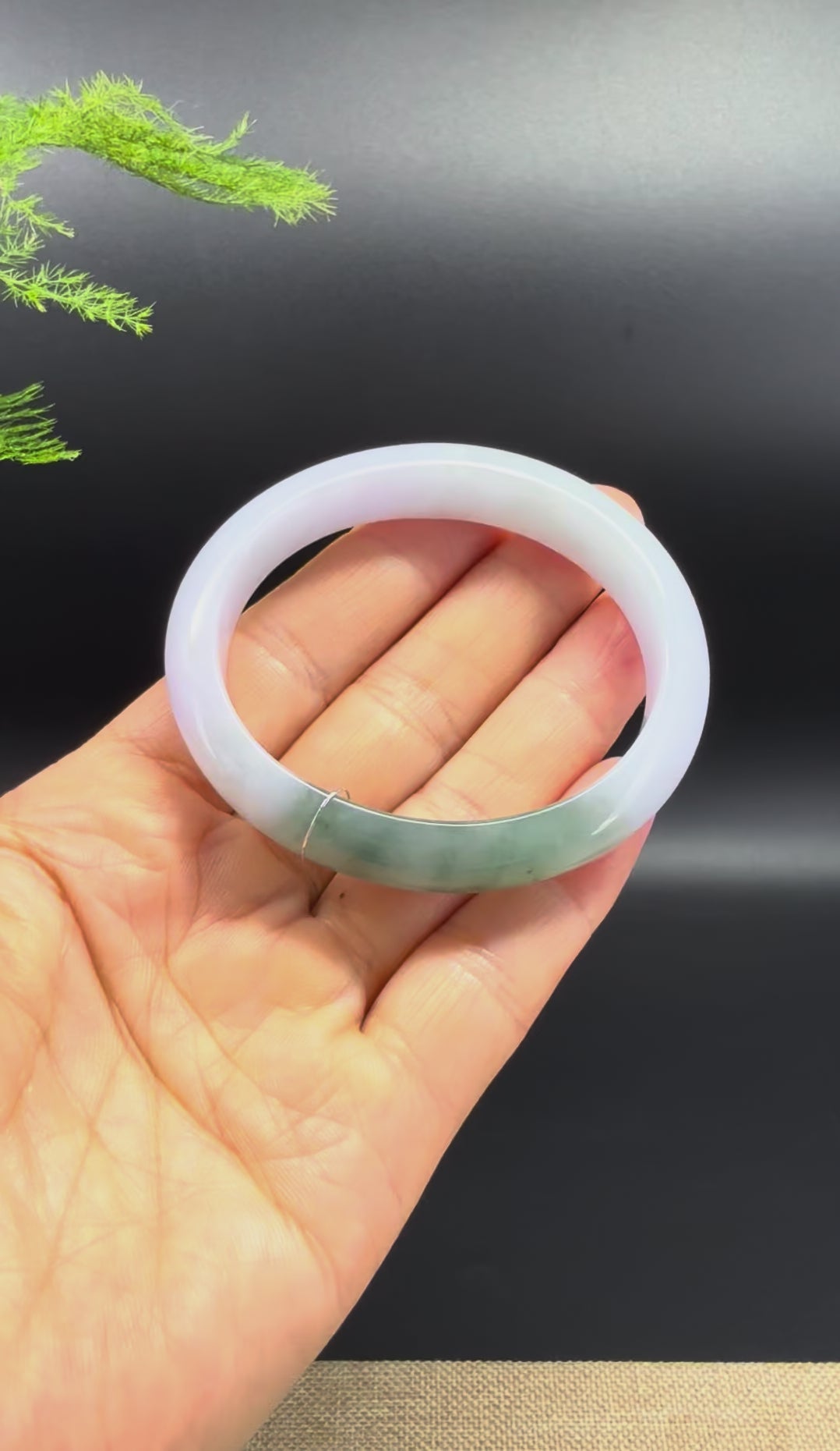 Genuine Burmese Strawberry Matcha Jadeite Jade Bangle Bracelet ( 54.2*45.9mm )