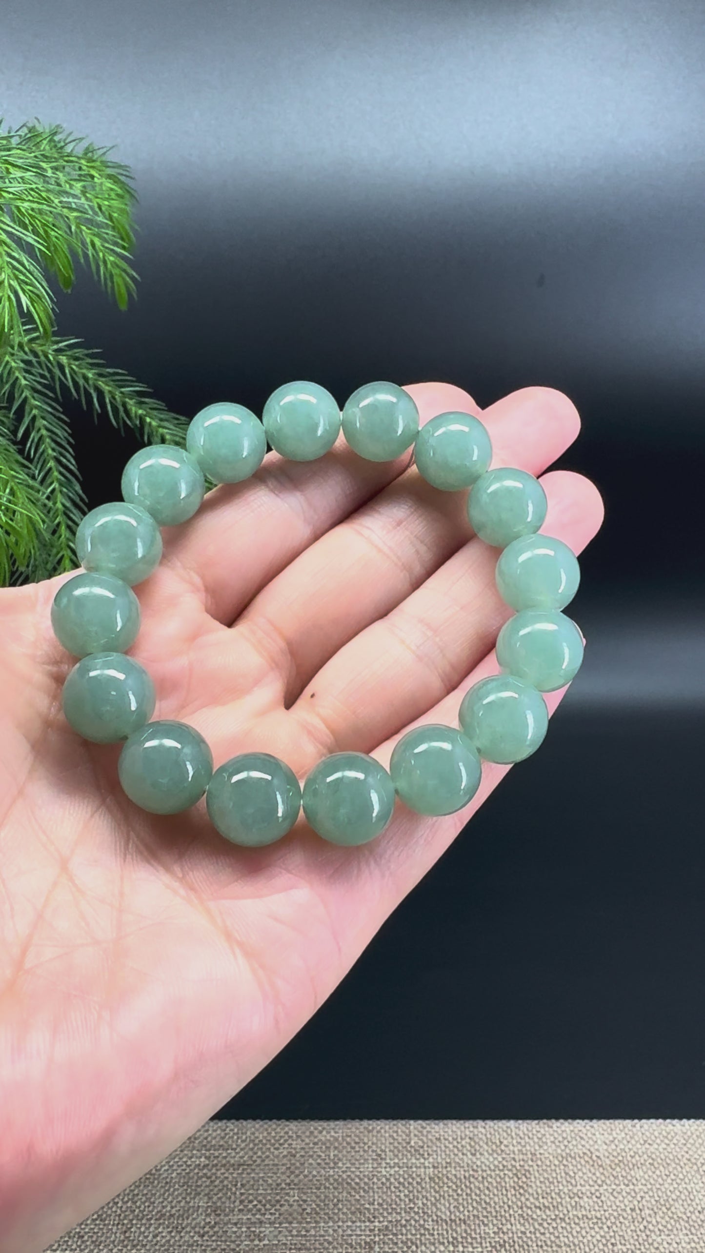 RealJade® Genuine Jadeite Jade Round Blue Green Beads Bracelet ( 12.5 mm )