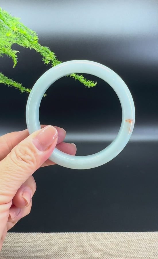 Load and play video in Gallery viewer, Genuine Burmese Apple Green Jade Jadeite Bangle Bracelet ( 58.9mm )
