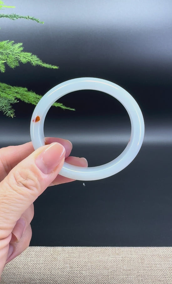 Load and play video in Gallery viewer, Genuine Burmese Green Jade Jadeite Bangle Bracelet ( 52.7*46.7mm )
