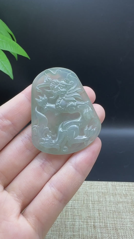 Load and play video in Gallery viewer, RealJade® Co. Genuine Jadeite Jade Dragon Pendant Necklace
