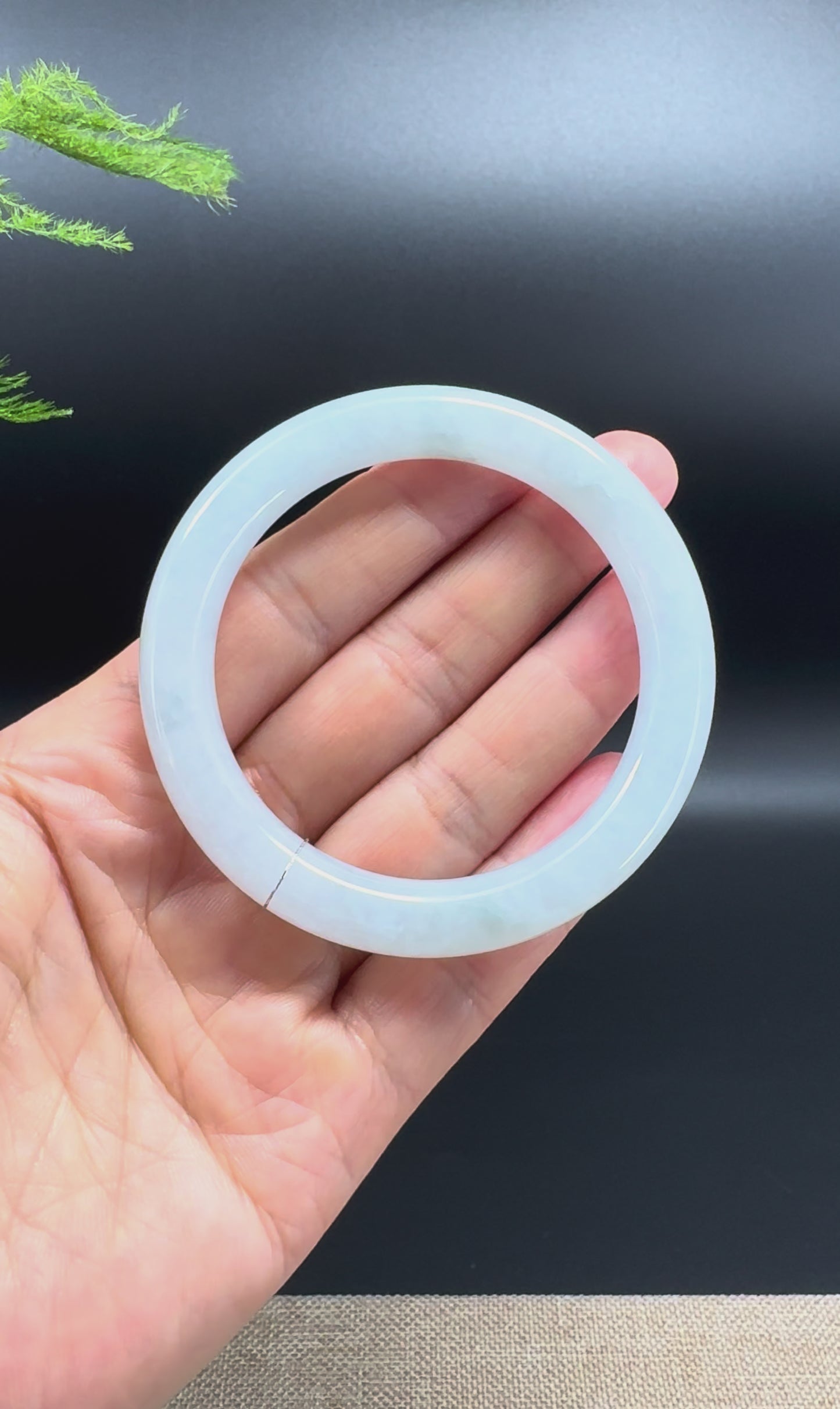 Genuine Burmese Icy Green Jade Jadeite Bangle Bracelet (53.2mm)