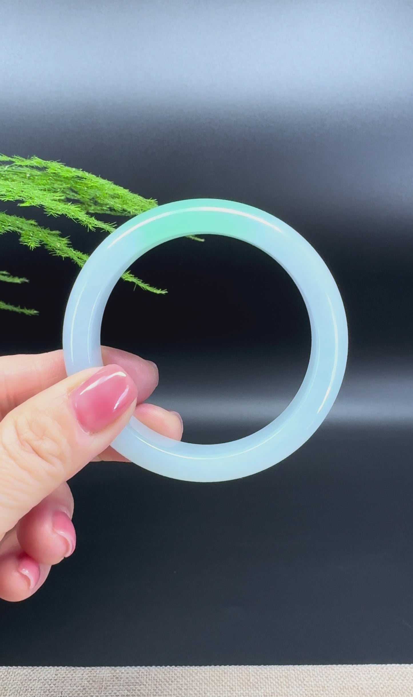 Genuine Burmese Icy Green Jade Jadeite Bangle Bracelet (55.1mm)
