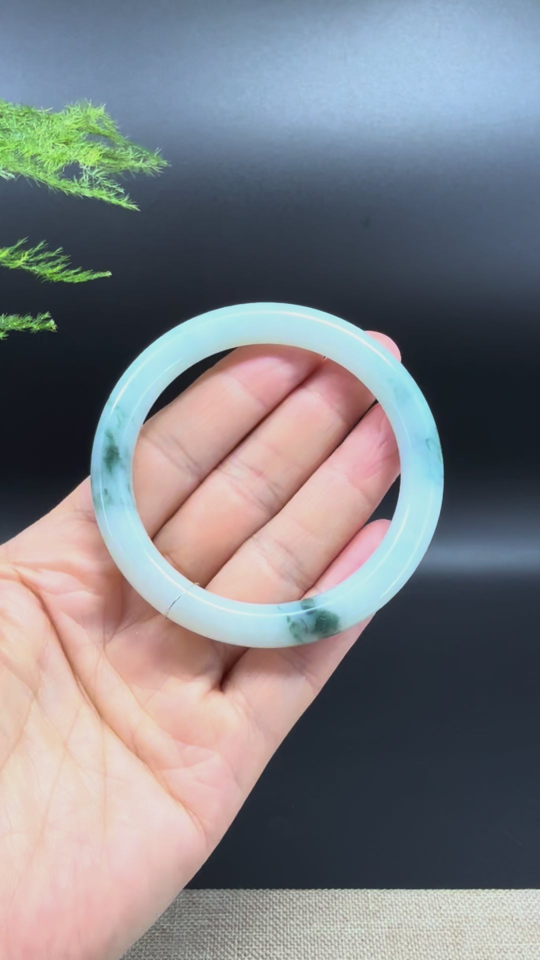 Genuine Burmese Icy Oil Green Jade Jadeite Bangle Bracelet ( 55mm )
