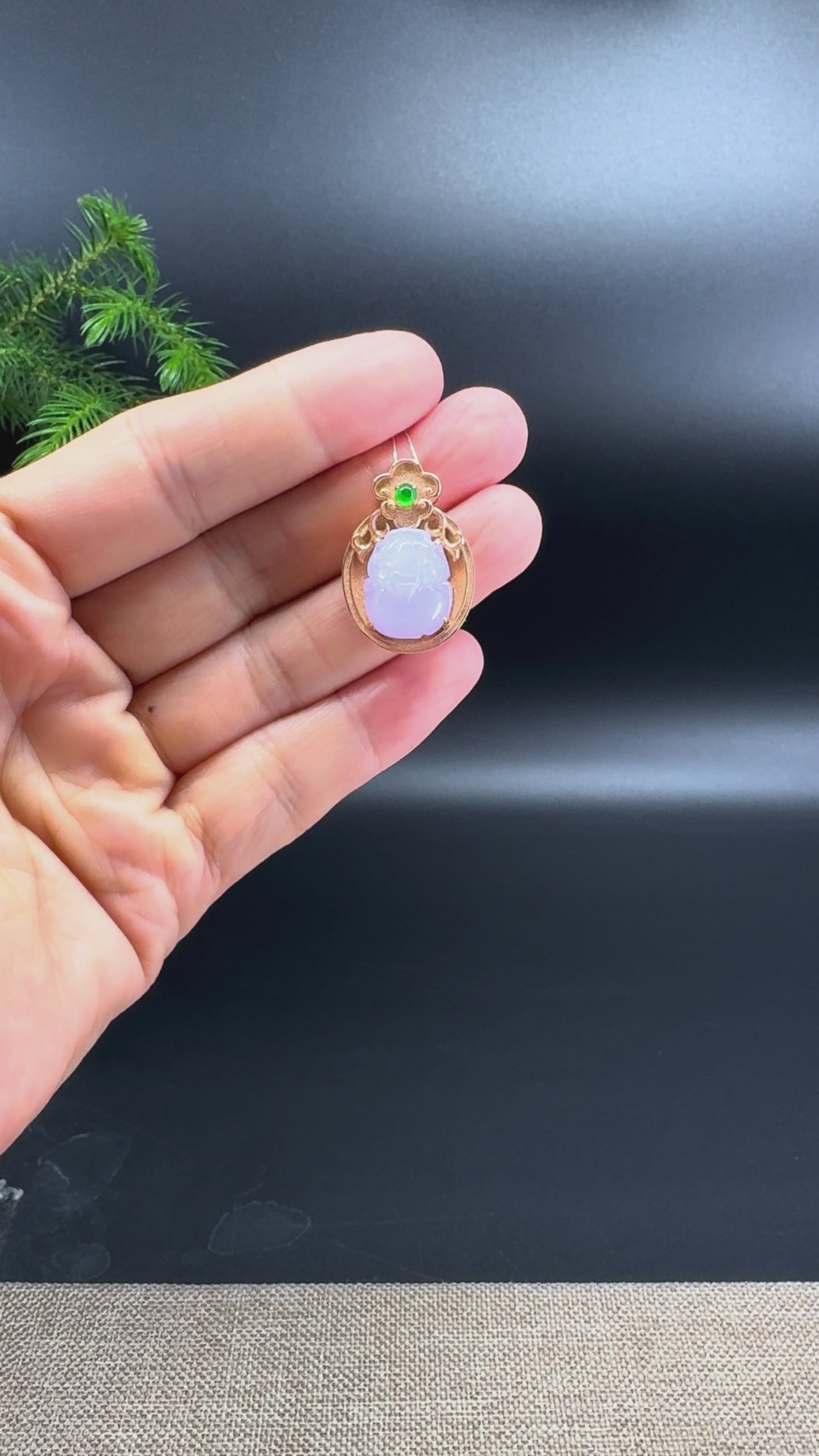 RealJade® Co. 18K Rose Gold Genuine Lavender Jadeite Jade PiXiu Pendant