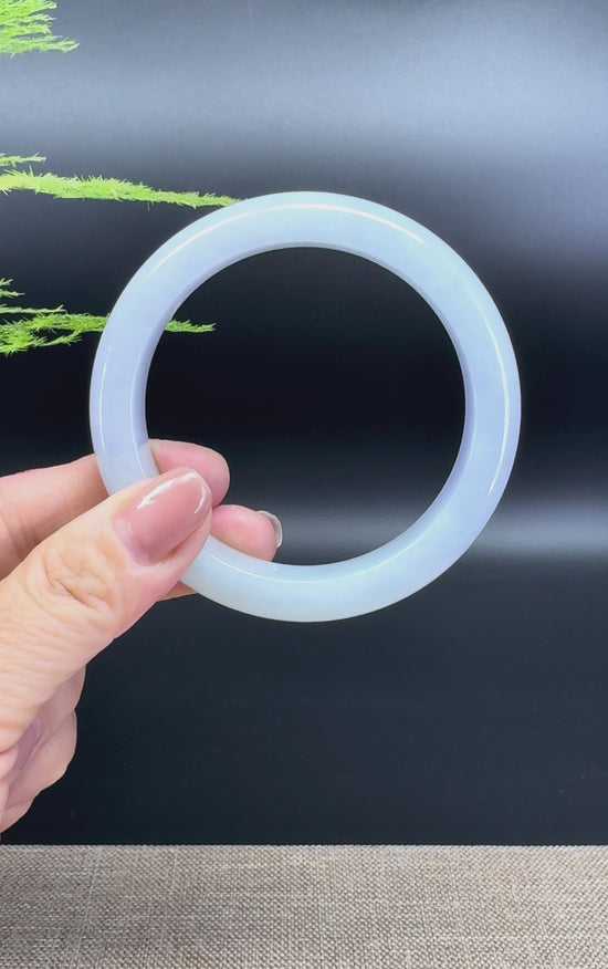 Load and play video in Gallery viewer, Genuine Burmese Lavender  Jade Jadeite Bangle Bracelet ( 59.3mm )
