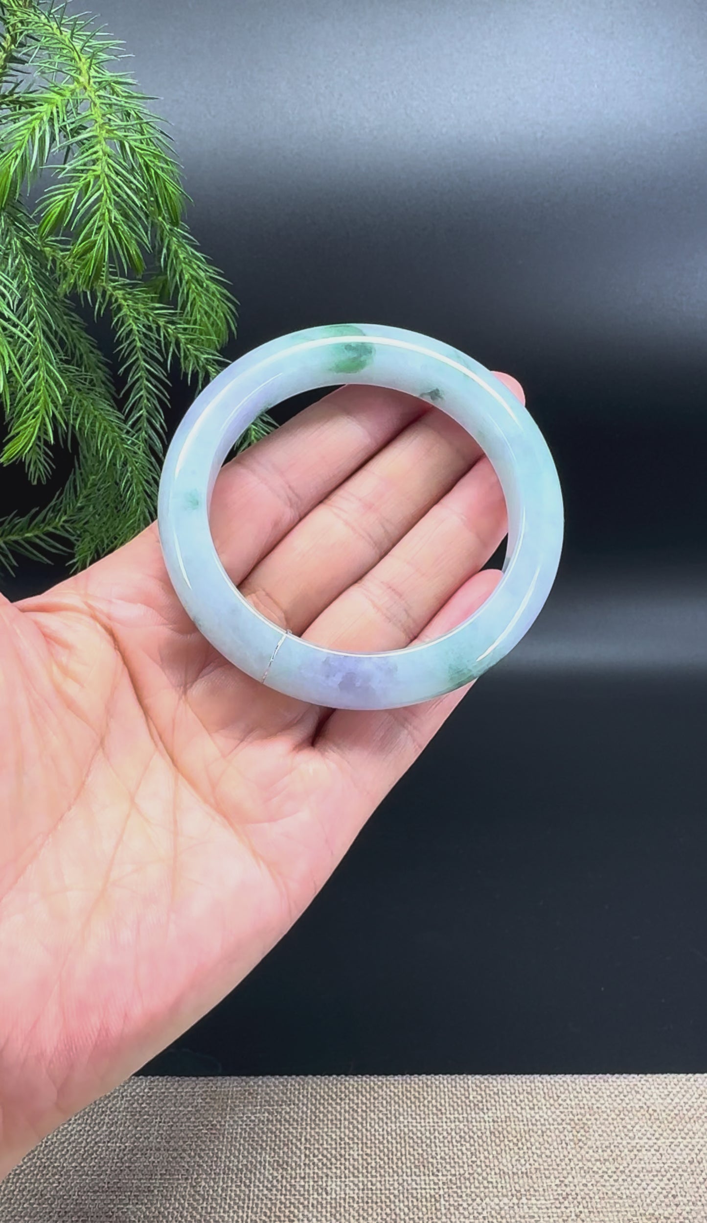 Genuine Burmese Green Lavender Jade Jadeite Bangle Bracelet ( 56mm )