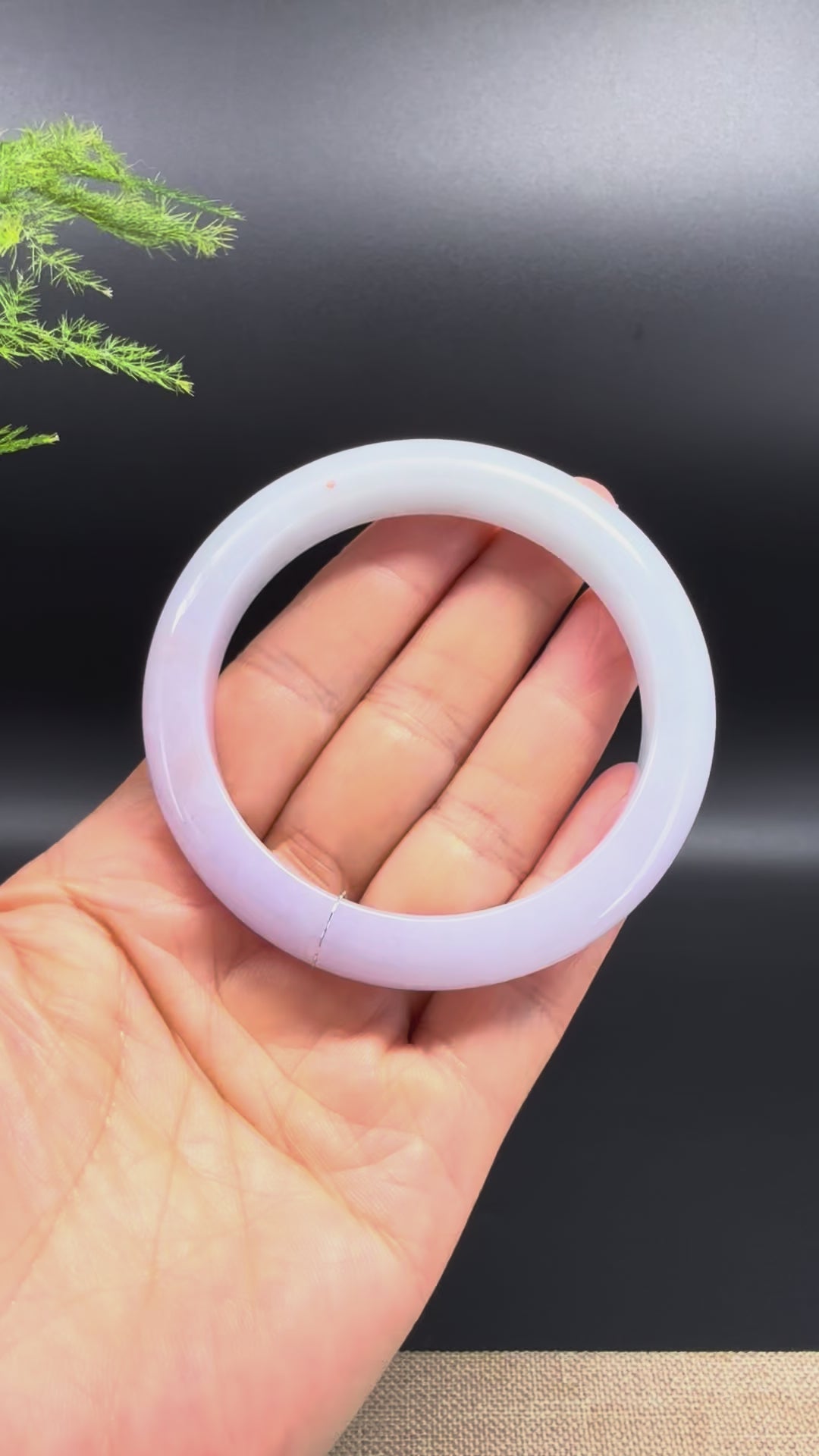 Load and play video in Gallery viewer, Genuine Burmese Light Lavender Green &amp;amp; Sajin Jadeite Jade Bangle Bracelet (58.2mm)

