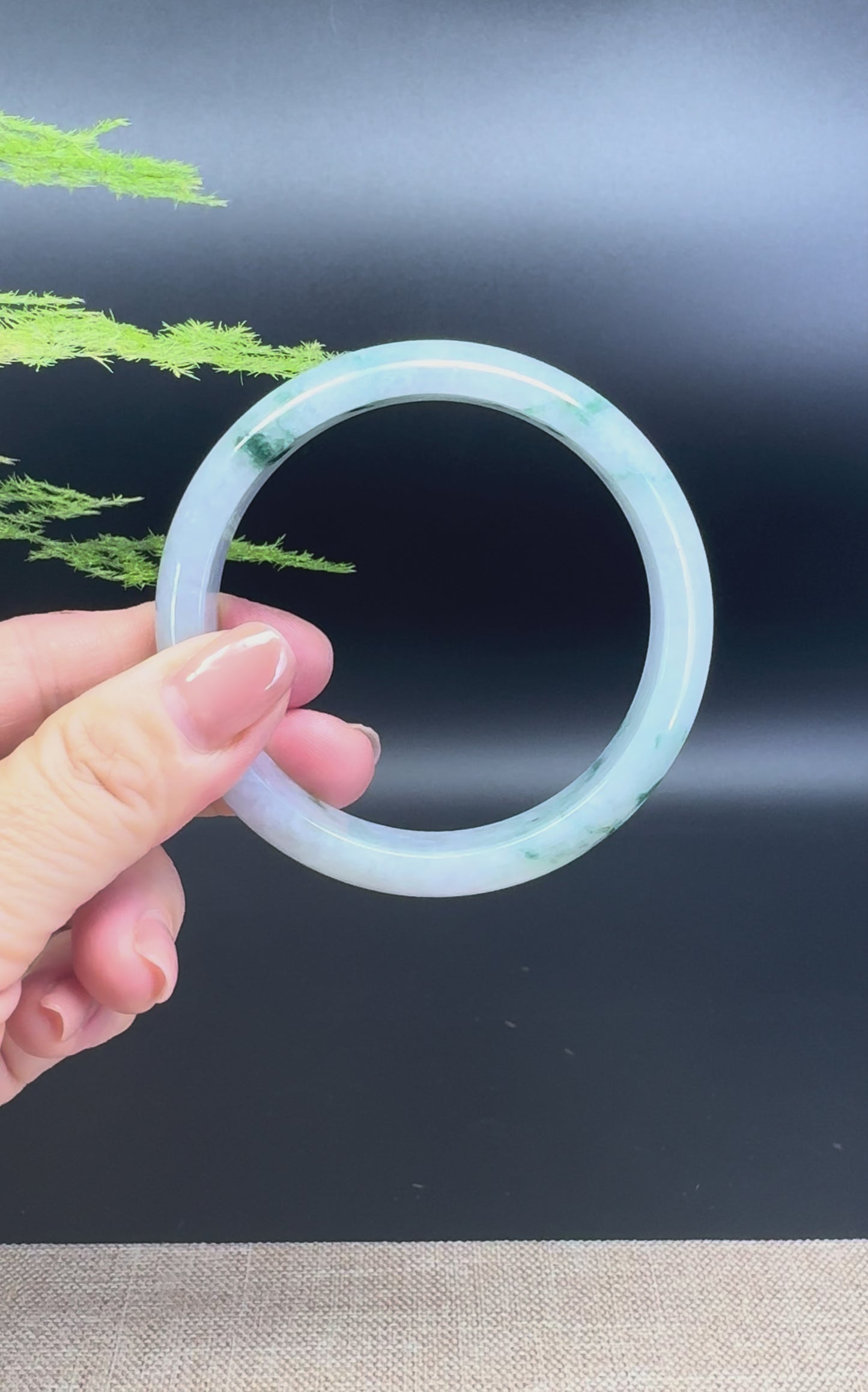 Load and play video in Gallery viewer, Genuine Burmese Lavender  Blue Jade Jadeite Bangle Bracelet ( 59.8mm )
