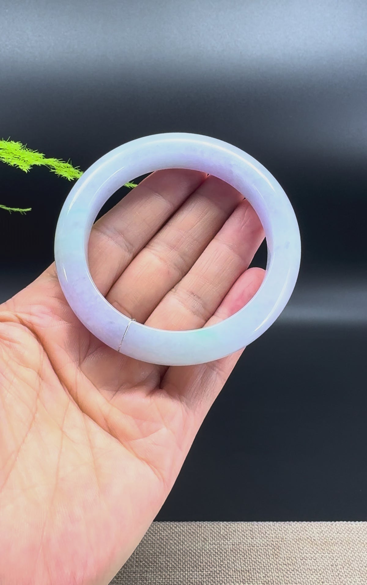 Genuine Burmese Lavender Green Jade Jadeite Bangle Bracelet ( 56.7mm )