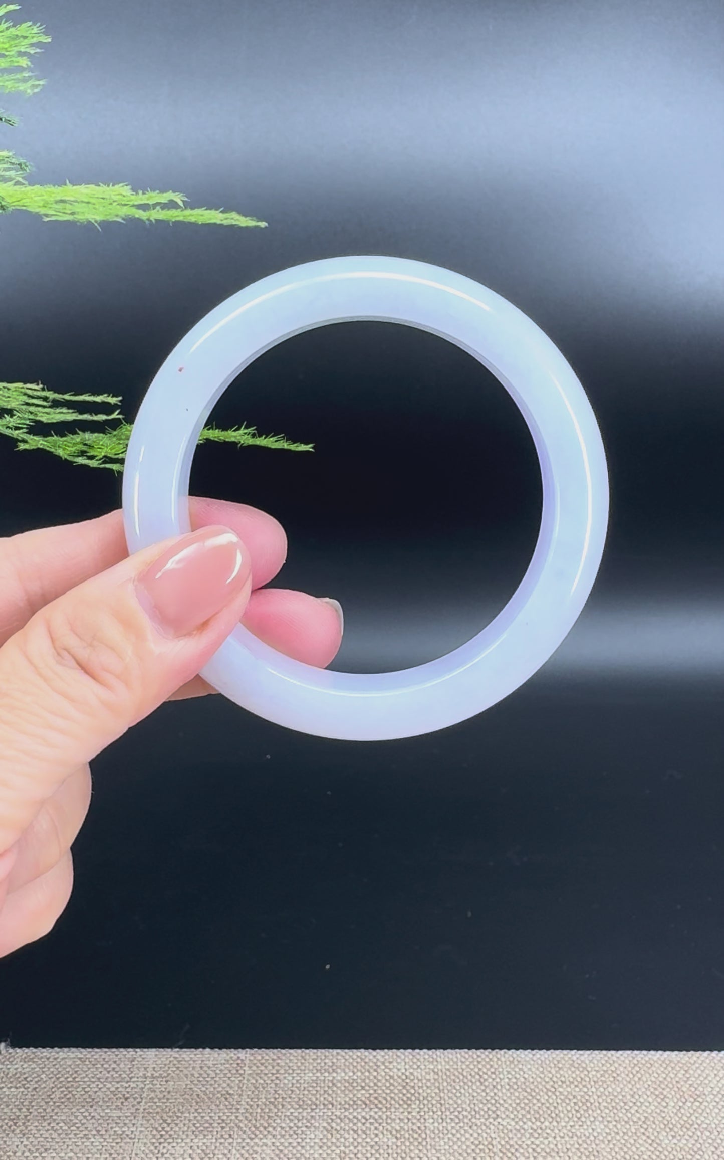 Load and play video in Gallery viewer, Genuine Burmese Lavender Jade Jadeite Bangle Bracelet (55.7mm)
