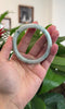 "Classic Bangle" Forest Green & White Jadeite Jade Bangle Bracelet (57.91 mm) #T199
