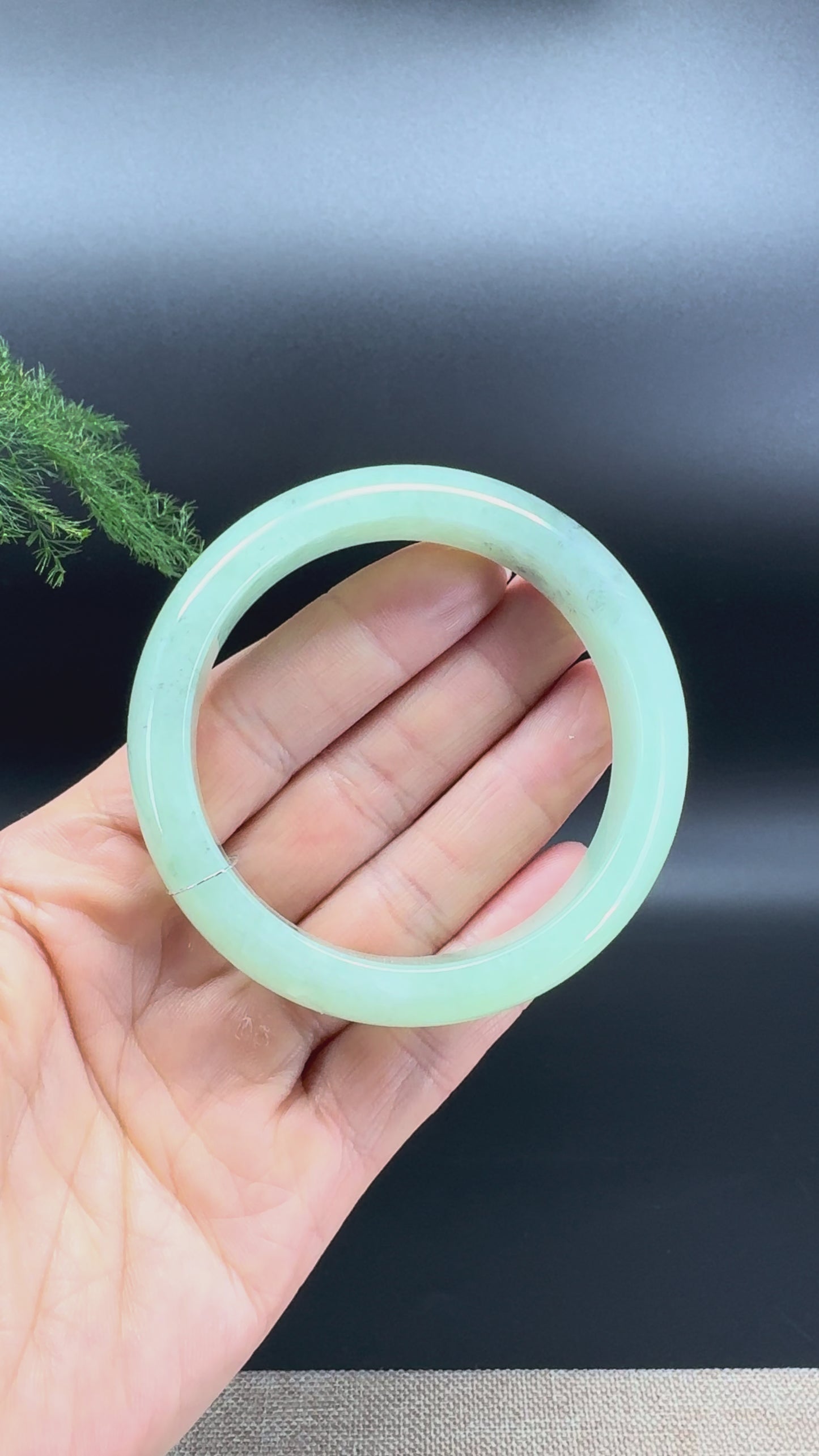 Genuine Burmese Apple Green Jade Jadeite Bangle Bracelet ( 56.2mm )