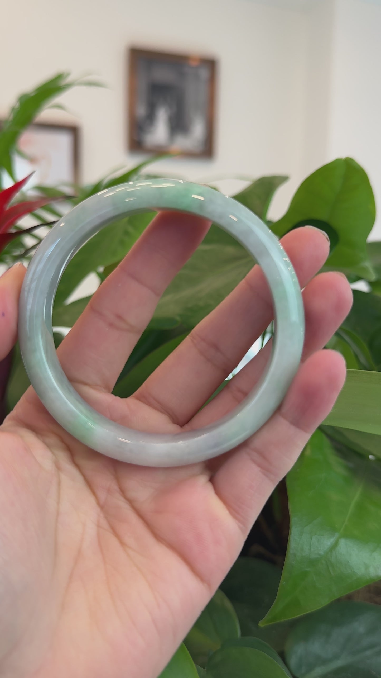 Load and play video in Gallery viewer, RealJade® Co. &amp;quot;Classic Bangle&amp;quot; Genuine Burmese Green Jadeite Jade Bangle Bracelet (62.65 mm) #T209

