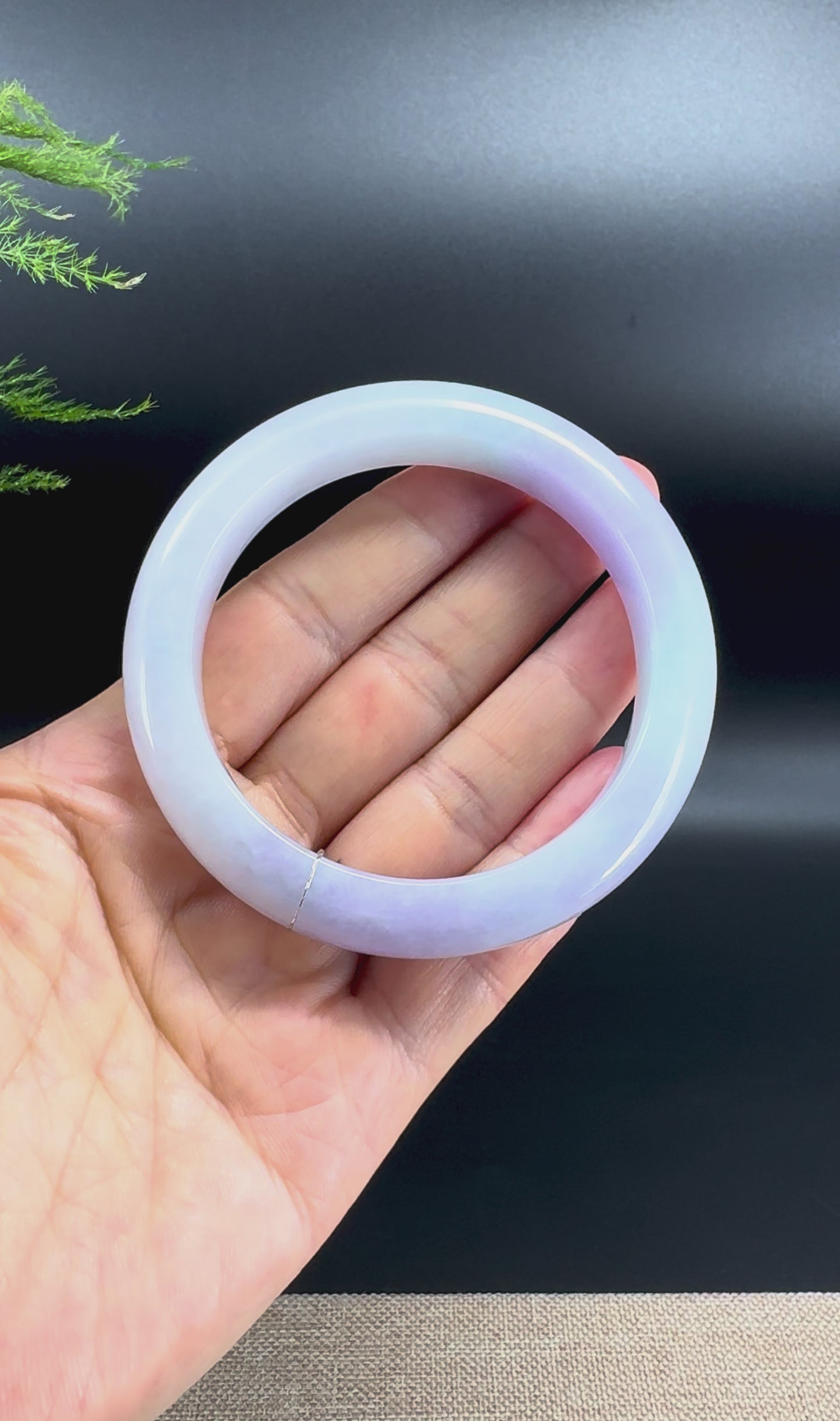 Genuine Burmese Lavender Green Jade Jadeite Bangle Bracelet (57.8mm)