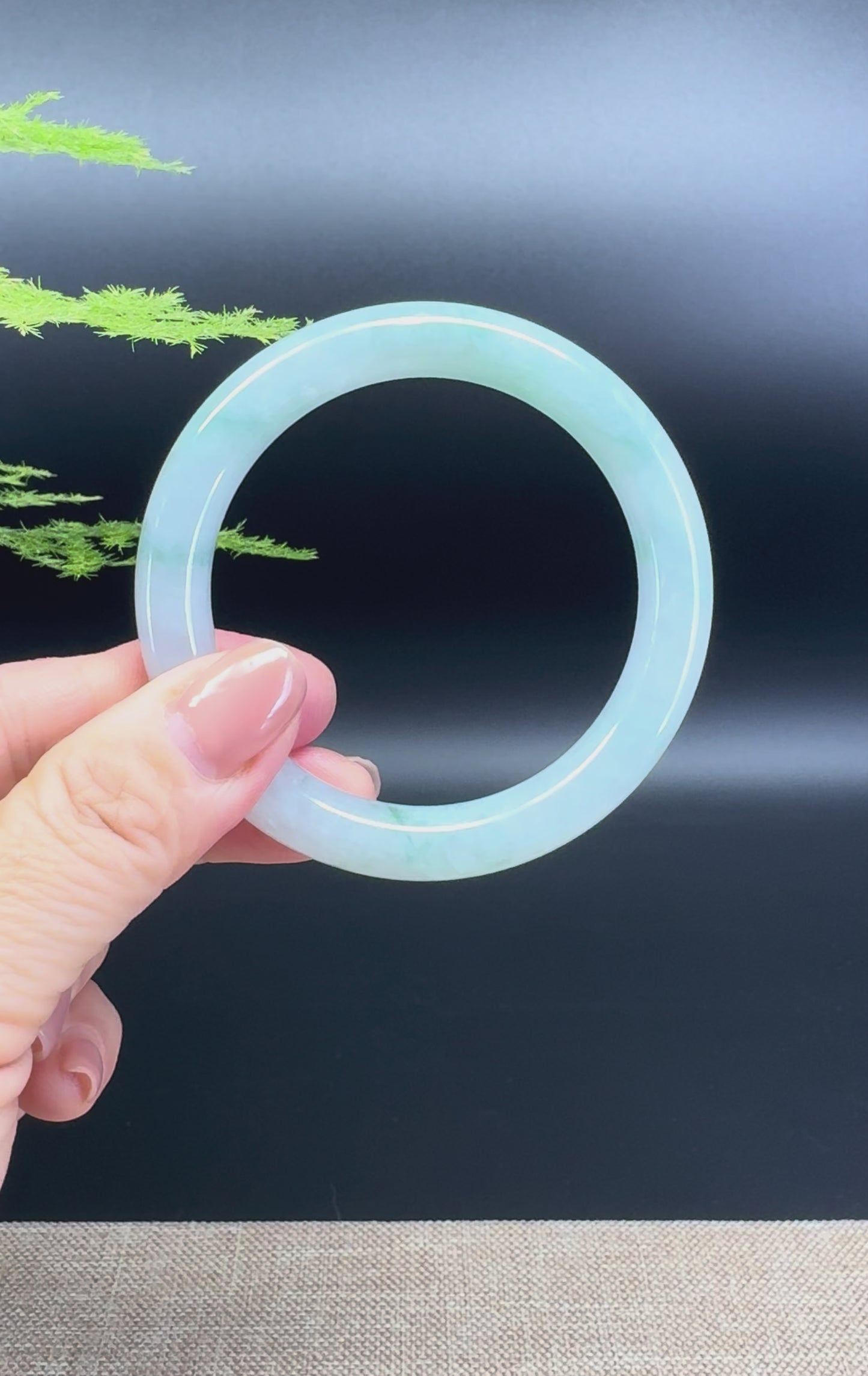 Load and play video in Gallery viewer, Genuine Burmese Icy Green Jade Jadeite Bangle Bracelet ( 53.8mm )
