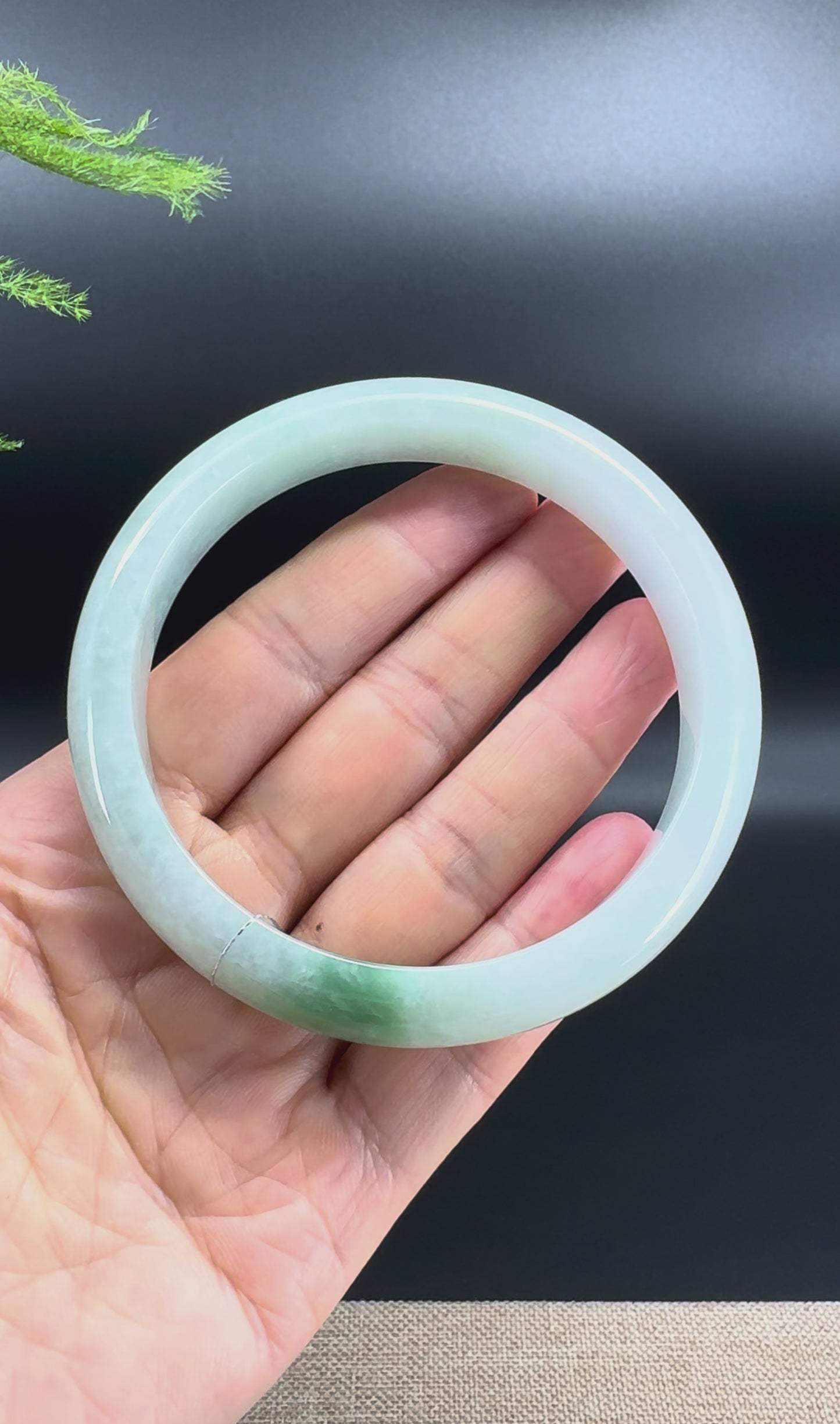 Load and play video in Gallery viewer, Genuine Burmese Green Jadeite Jade Bangle Bracelet (66.1mm)
