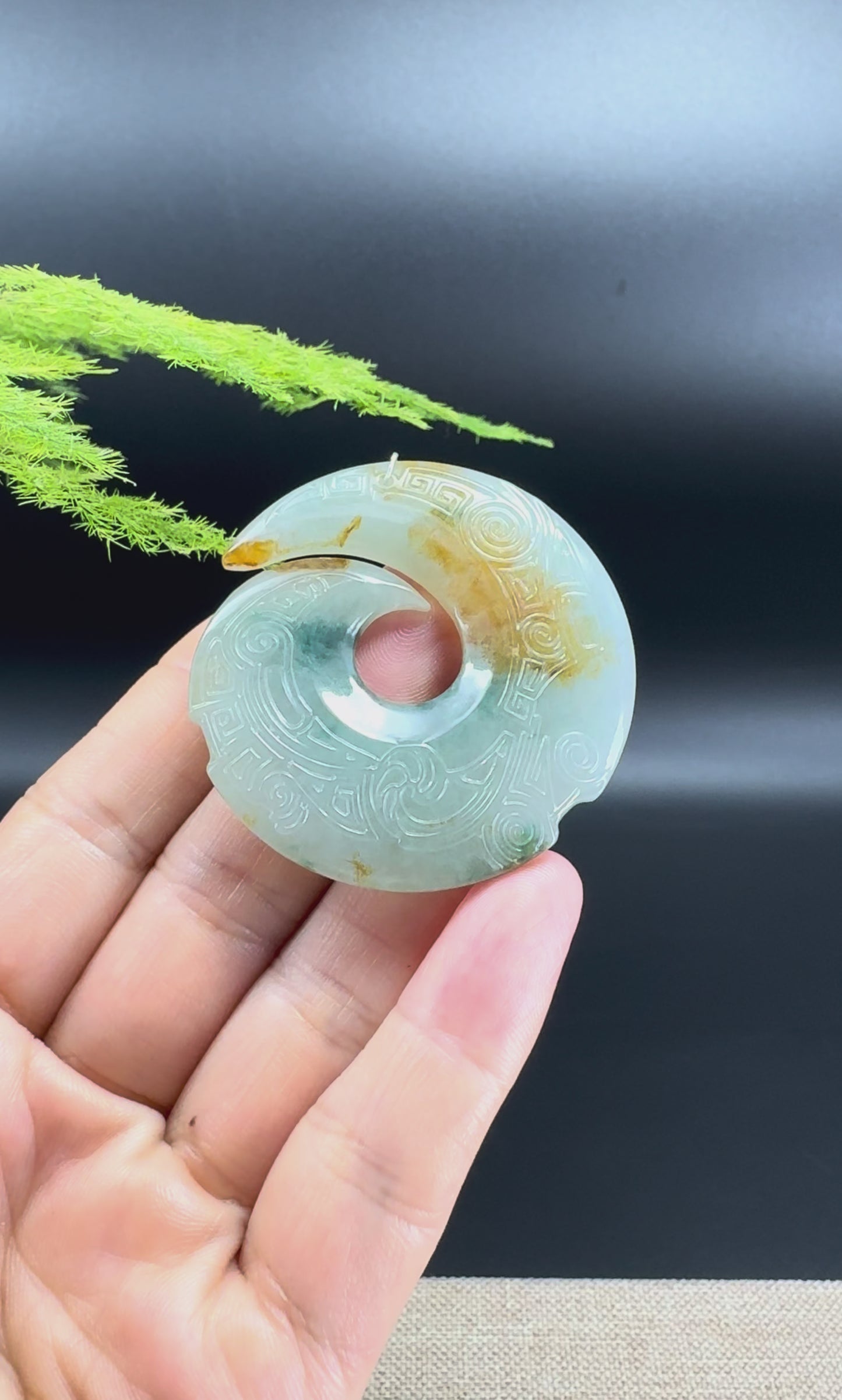 RealJade® Co. Genuine Blue Green Fortune Turns Jadeite Jade Pendant Necklace