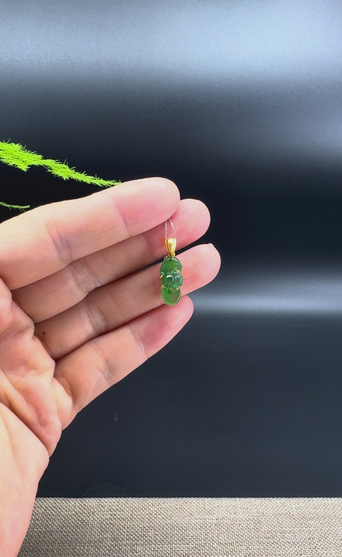 RealJade® Co. Genuine Green Jadeite Jade Mini Bat Pendant/Charm Necklace With 18K Yellow Gold Bail
