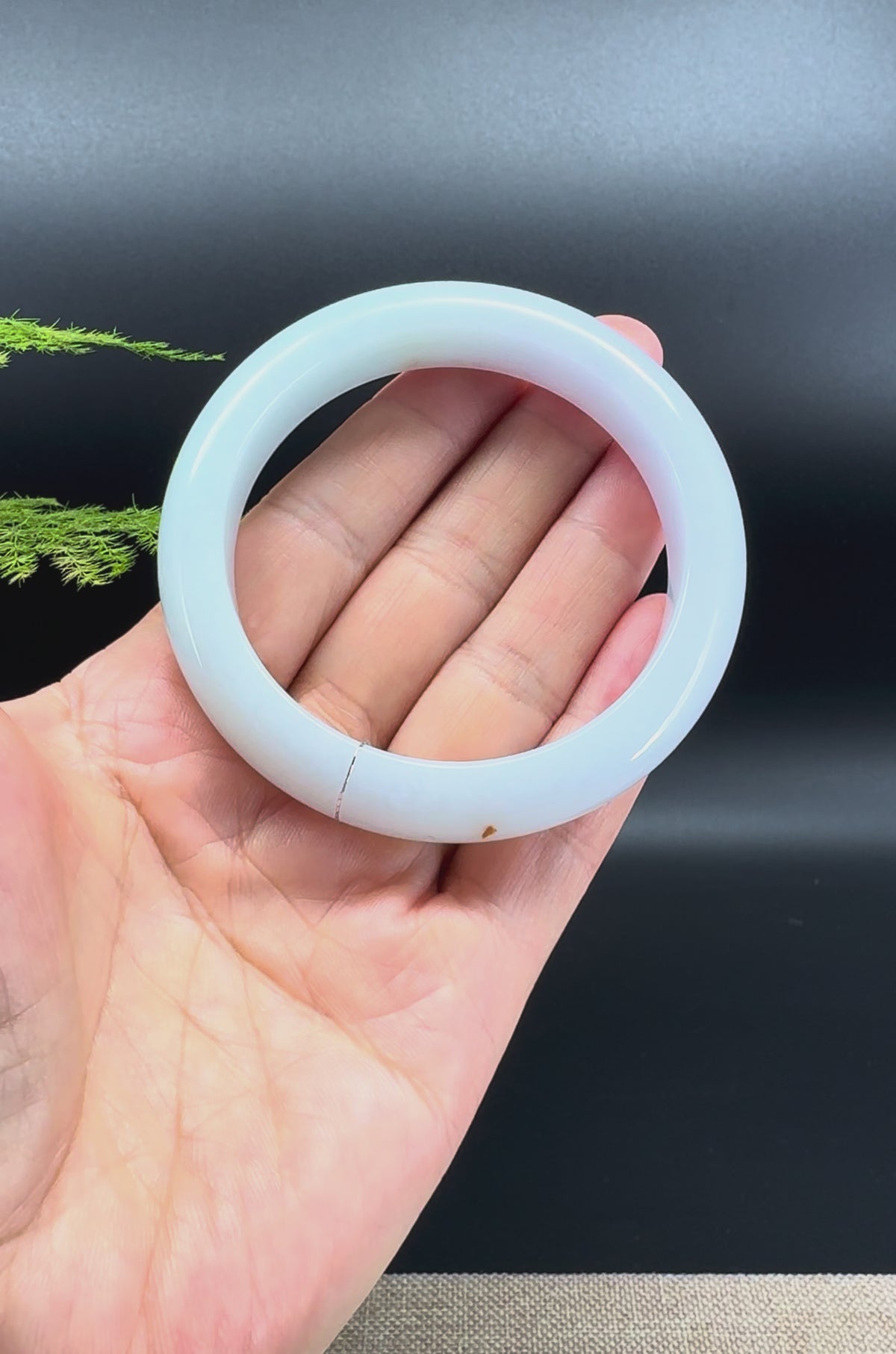 Genuine Burmese Lavender Green Jadeite Jade Bangle Bracelet ( 56.5mm )