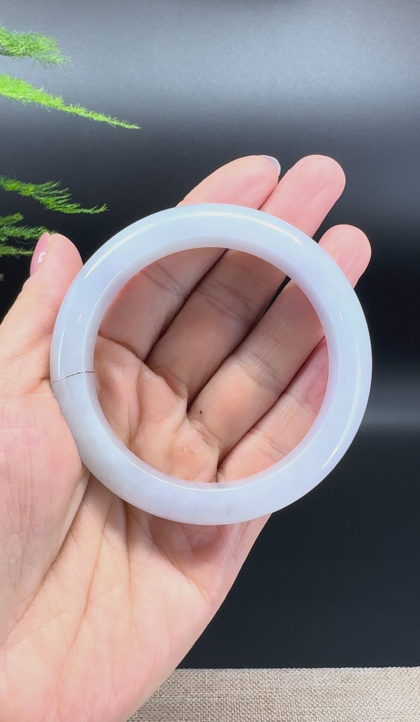 Load and play video in Gallery viewer, Genuine Burmese Lavender Jade Jadeite Bangle Bracelet (56.3mm)
