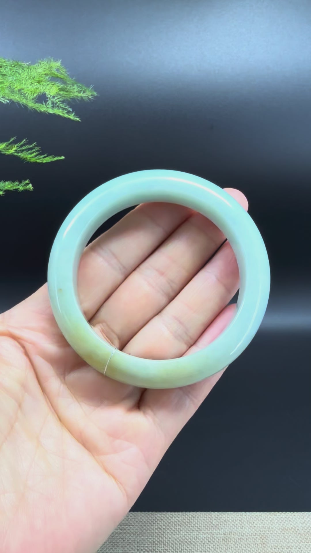 Genuine Burmese Yellow Green Jade Jadeite Bangle Bracelet ( 55.2mm )