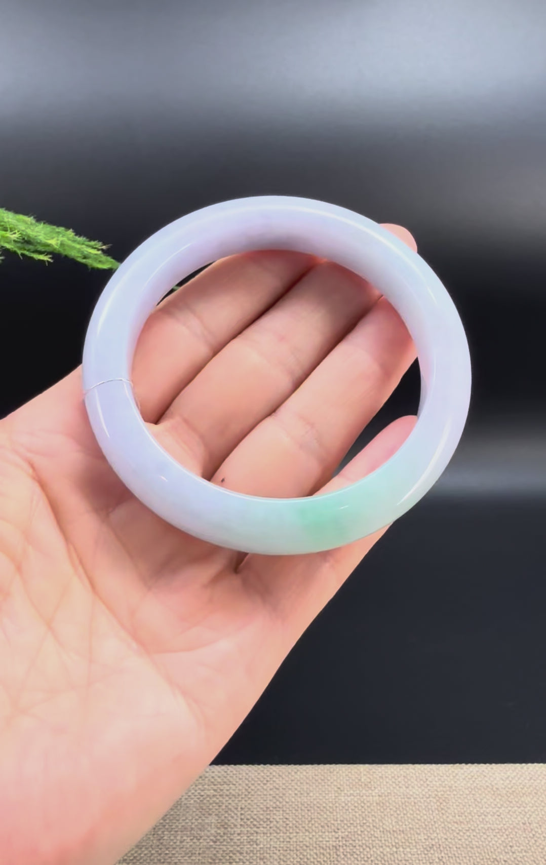 Genuine Burmese Lavender Green Jade Jadeite Bangle Bracelet ( 57.5mm )