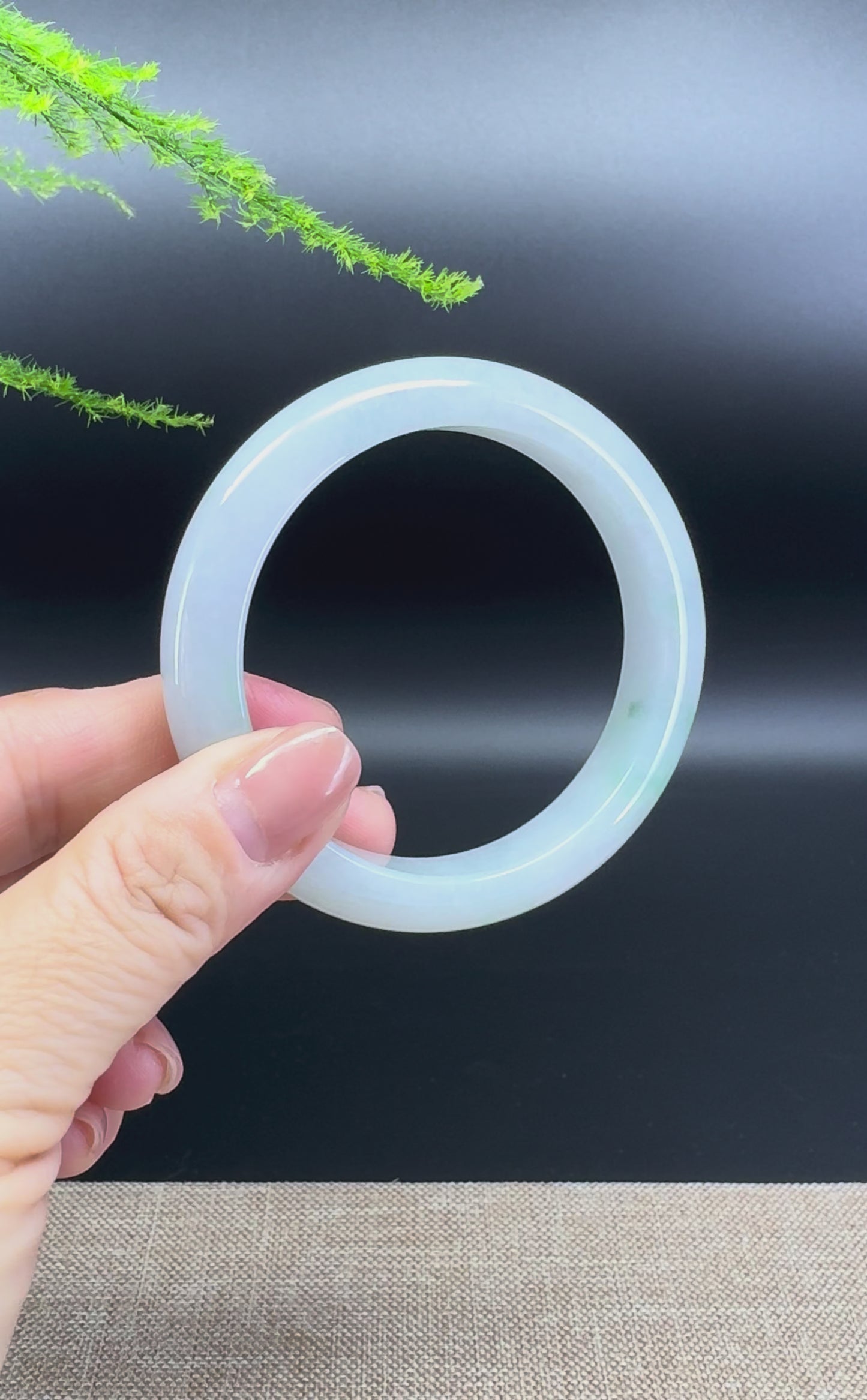 Genuine Burmese Icy Green Jade Jadeite Bangle Bracelet ( 56.6mm )