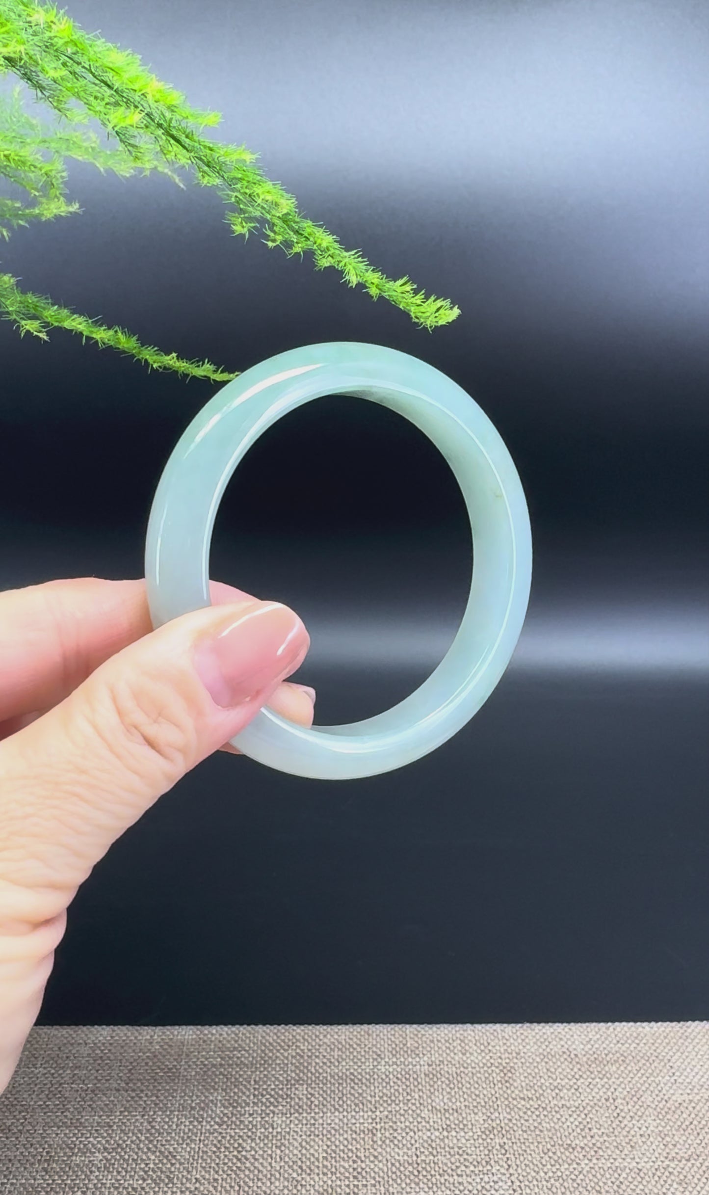 Load and play video in Gallery viewer, Genuine Burmese Icy Green Jade Jadeite Bangle Bracelet ( 57.5mm )
