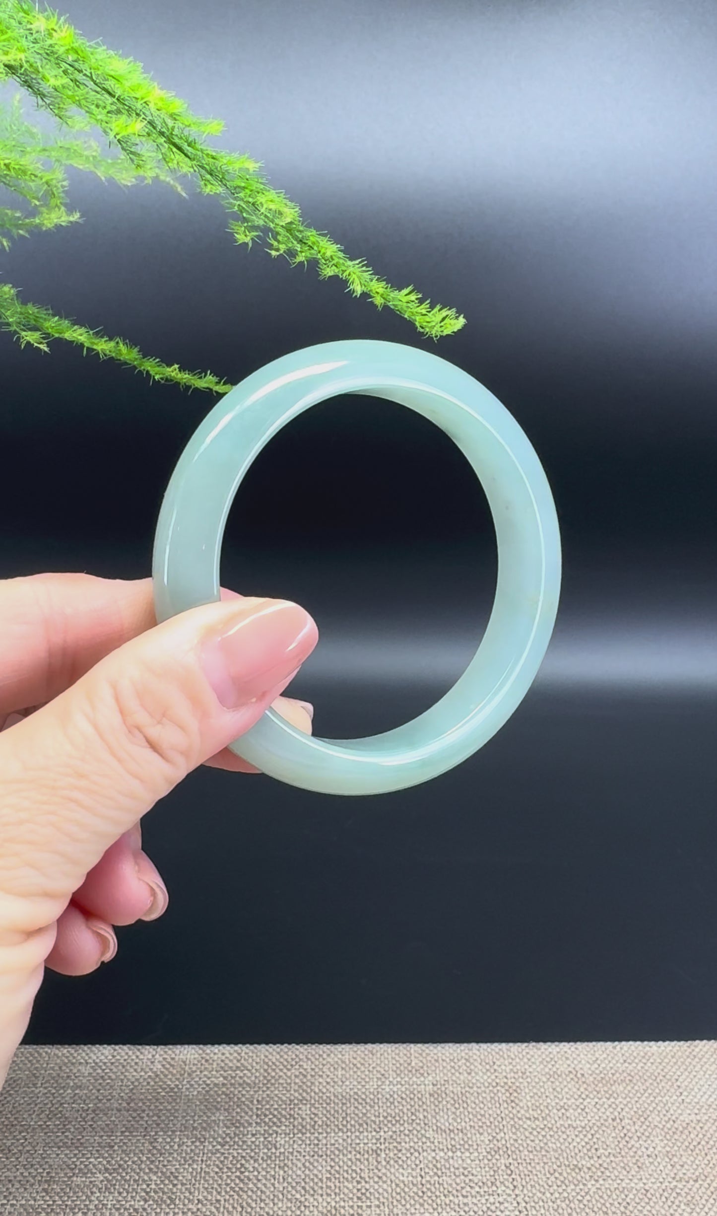 Load and play video in Gallery viewer, Genuine Burmese Icy Green Jade Jadeite Bangle Bracelet ( 57.4mm )
