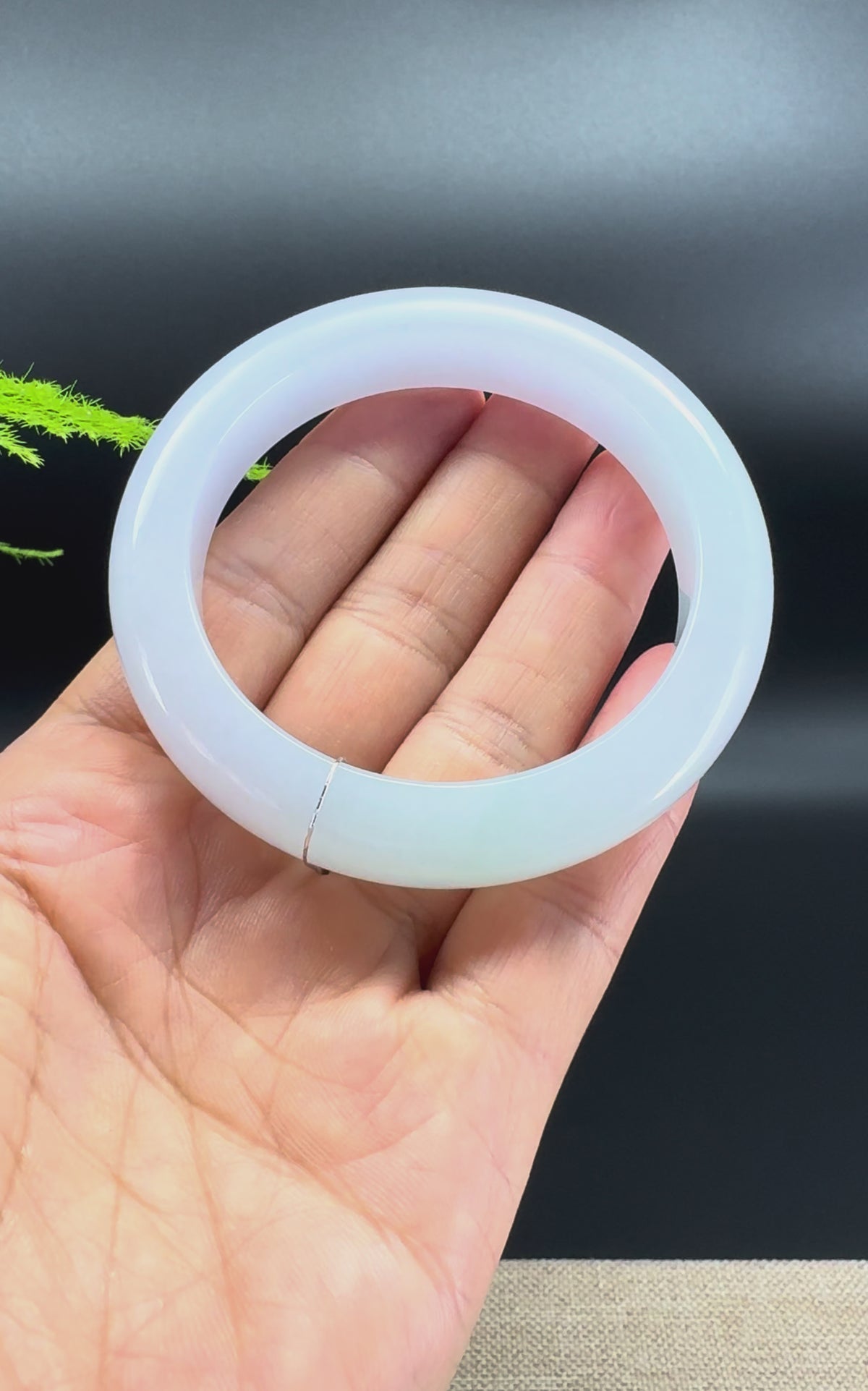 Genuine Burmese Icy Lavender Jadeite Jade Bangle Bracelet ( 53.7mm )