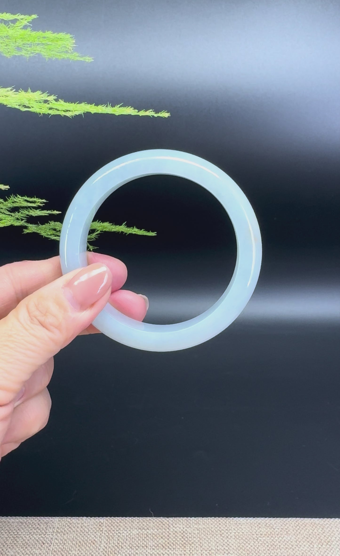 Load and play video in Gallery viewer, Genuine Burmese Icy Green Jade Jadeite Bangle Bracelet (54.9mm)
