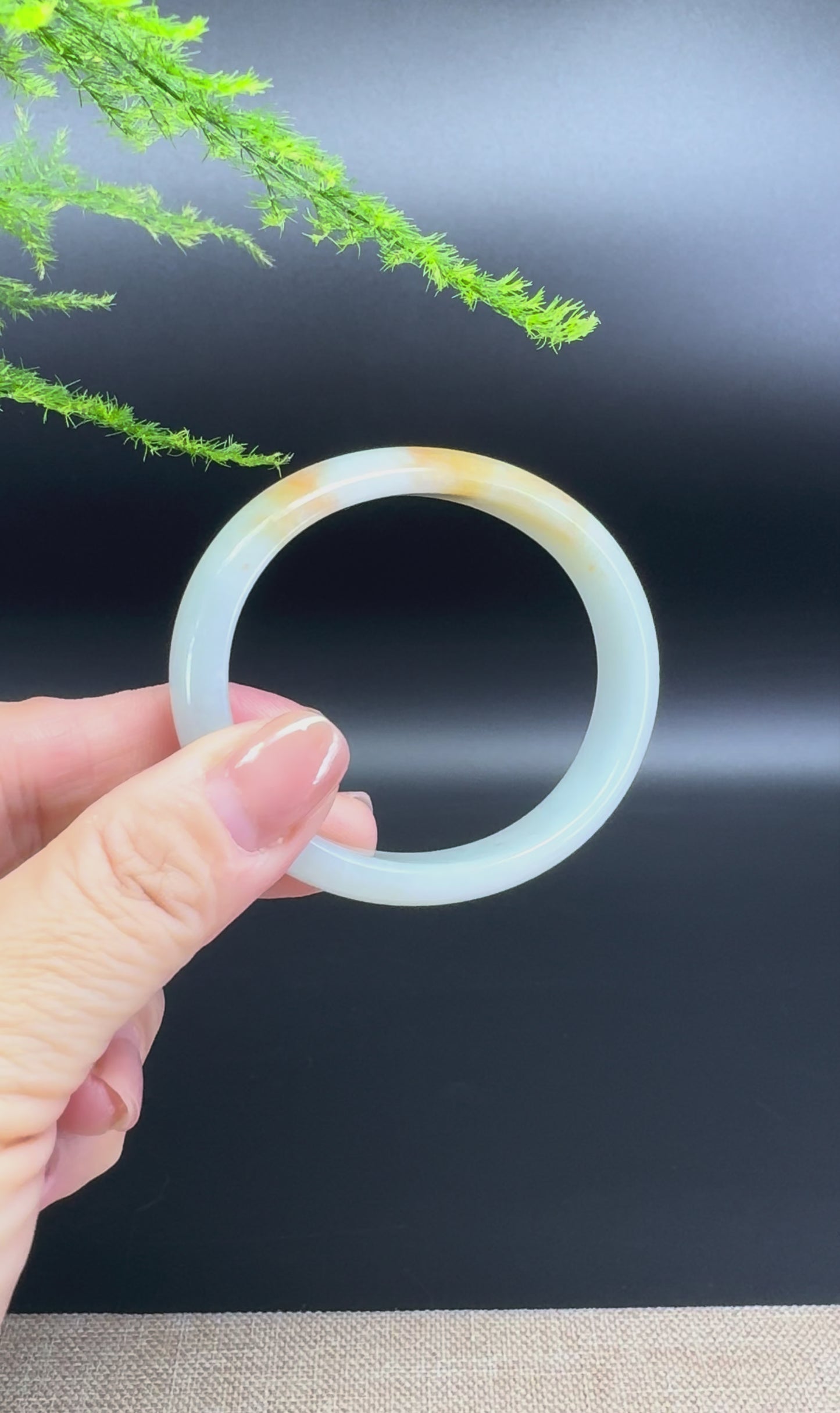 Load and play video in Gallery viewer, Genuine Burmese Yellow Green Jade Jadeite Bangle Bracelet (56.1*47.5mm)
