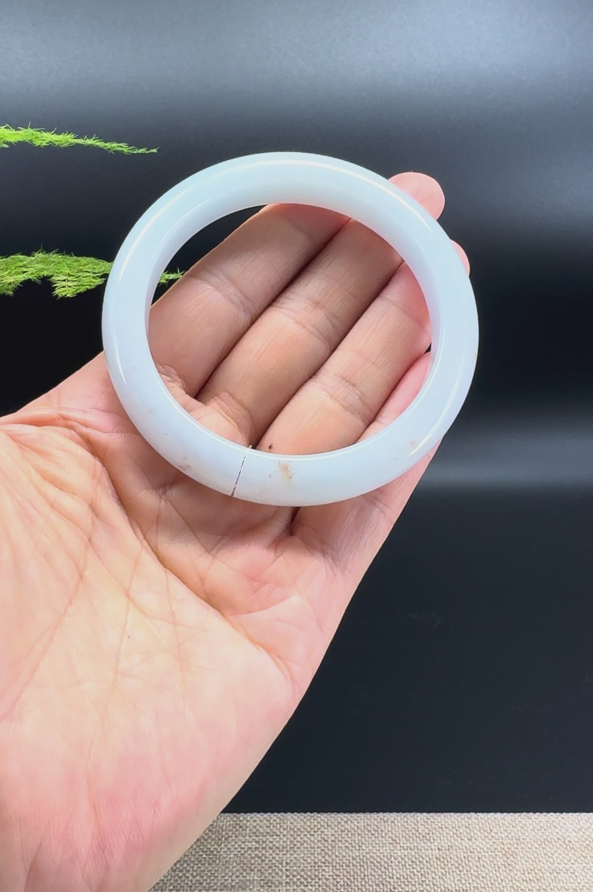 Genuine Burmese Light Green & Sajin Jadeite Jade Bangle Bracelet (56mm)