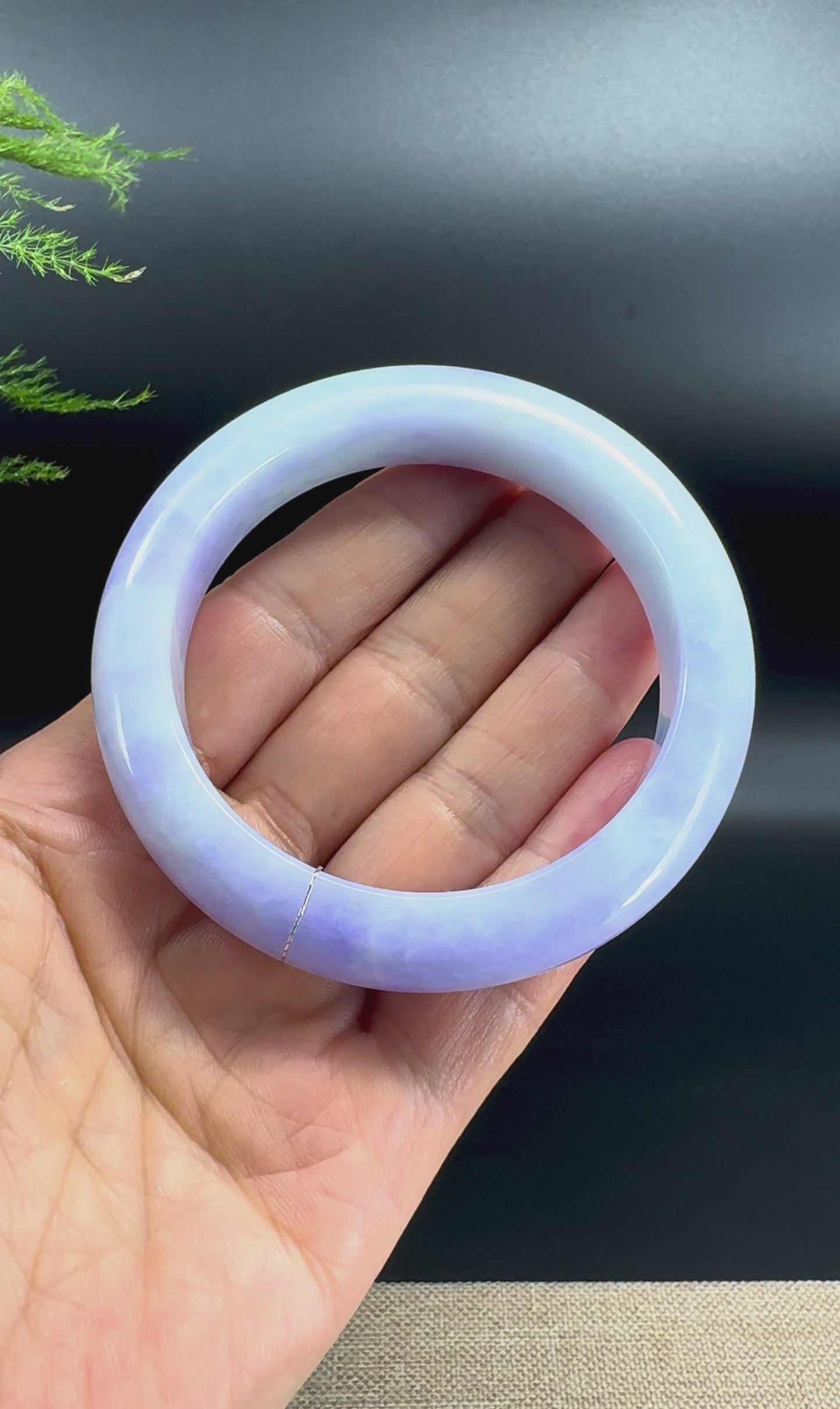 Genuine Burmese Lavender Jade Jadeite Bangle Bracelet (57.7mm)